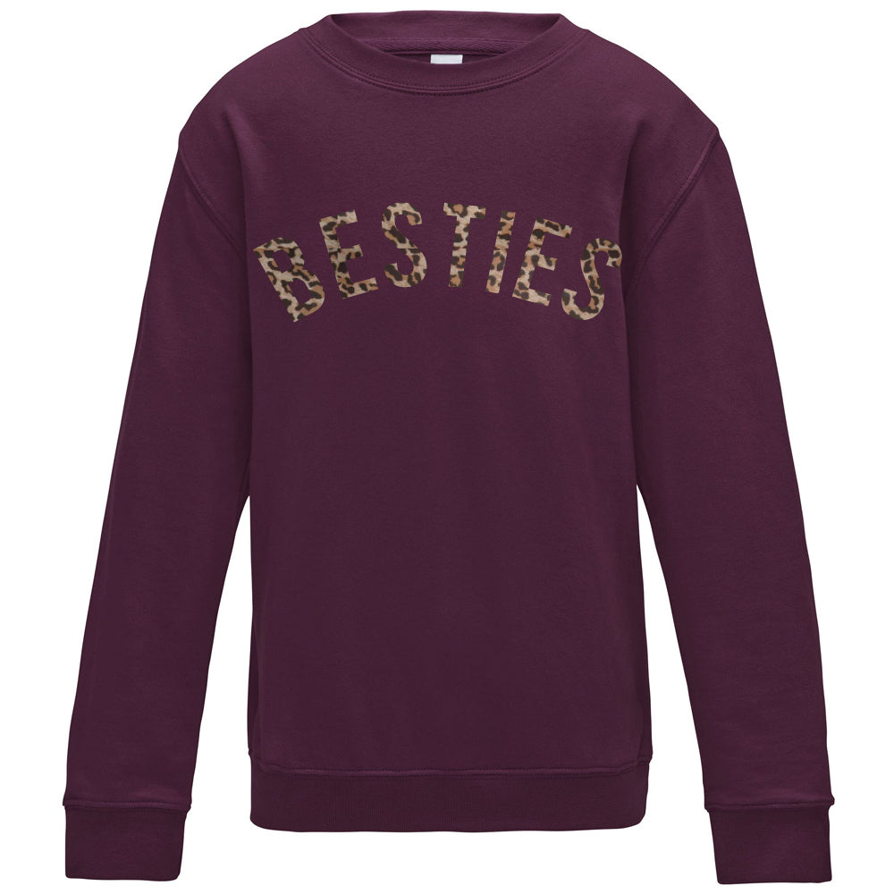 Best Friends Leopard Print Matching Sweatshirts for Women - Cute Couple Outfits for Girls Night Out, Twin Sister Gifts, BFF Fashion
