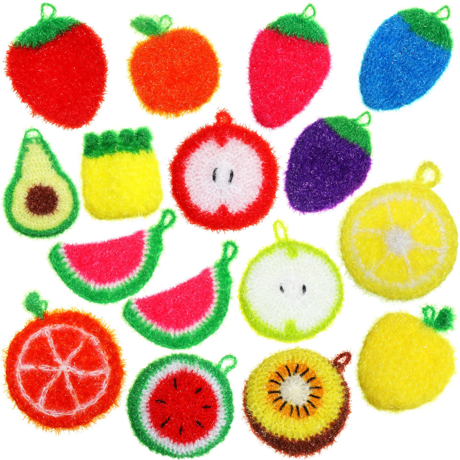 Kenning 16-Piece Non-Scratch Dish Scrubber Set - Reusable Kitchen Cleaning Pads for Pots, Pans, Cookware & Sinks - Gentle Fruit & Vegetable Scrubbers for Eco-Friendly Dishwashing (Perfect for Daily Kitchen Cleaning & Tough Food Residue)