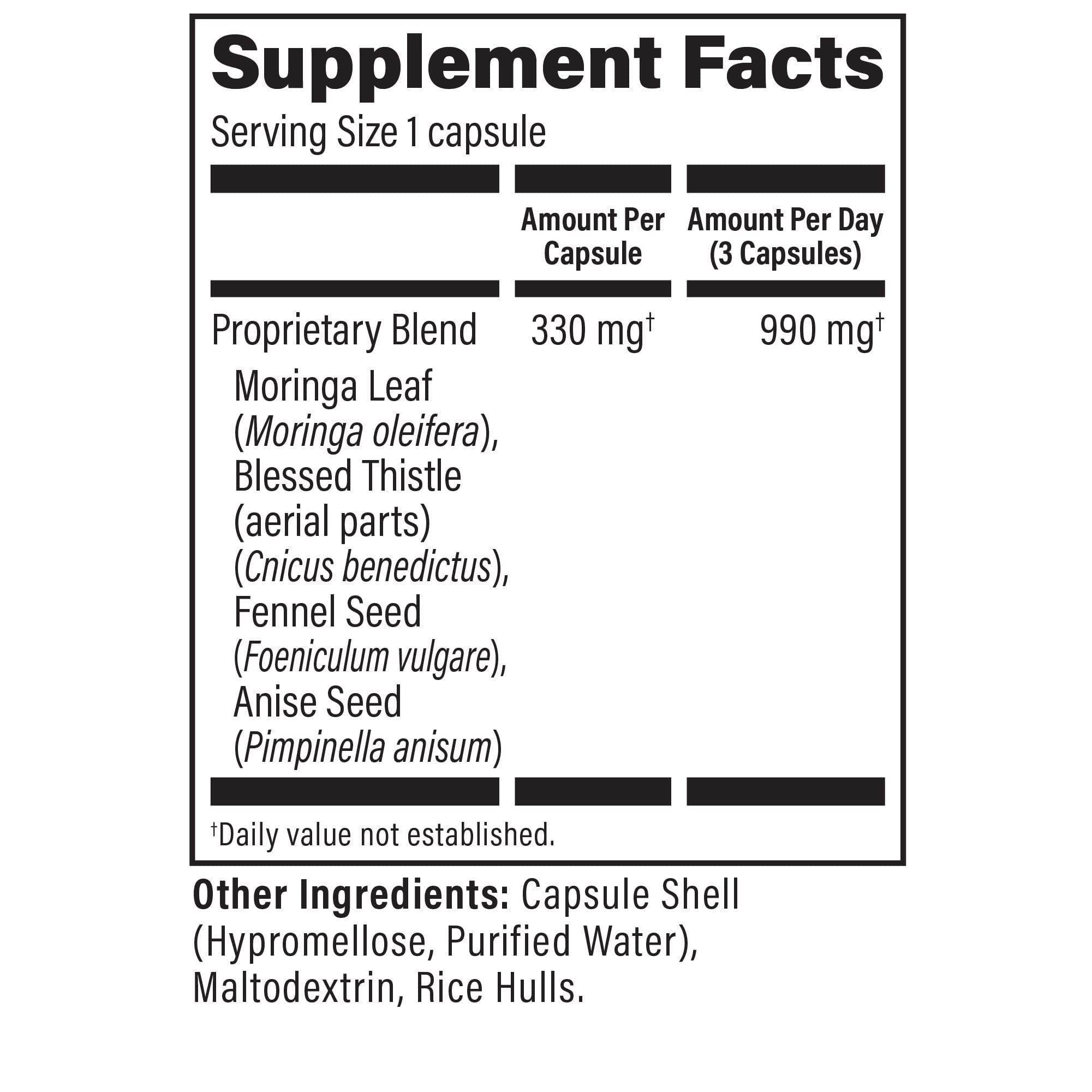 UpSpring Milkflow Breastfeeding Supplement Capsules with Moringa & Blessed Thistle | Fenugreek-Free Lactation Support for Nursing Moms | 60 Capsules | Increase Milk Supply Naturally for Pumping & Nursing at Home or Work