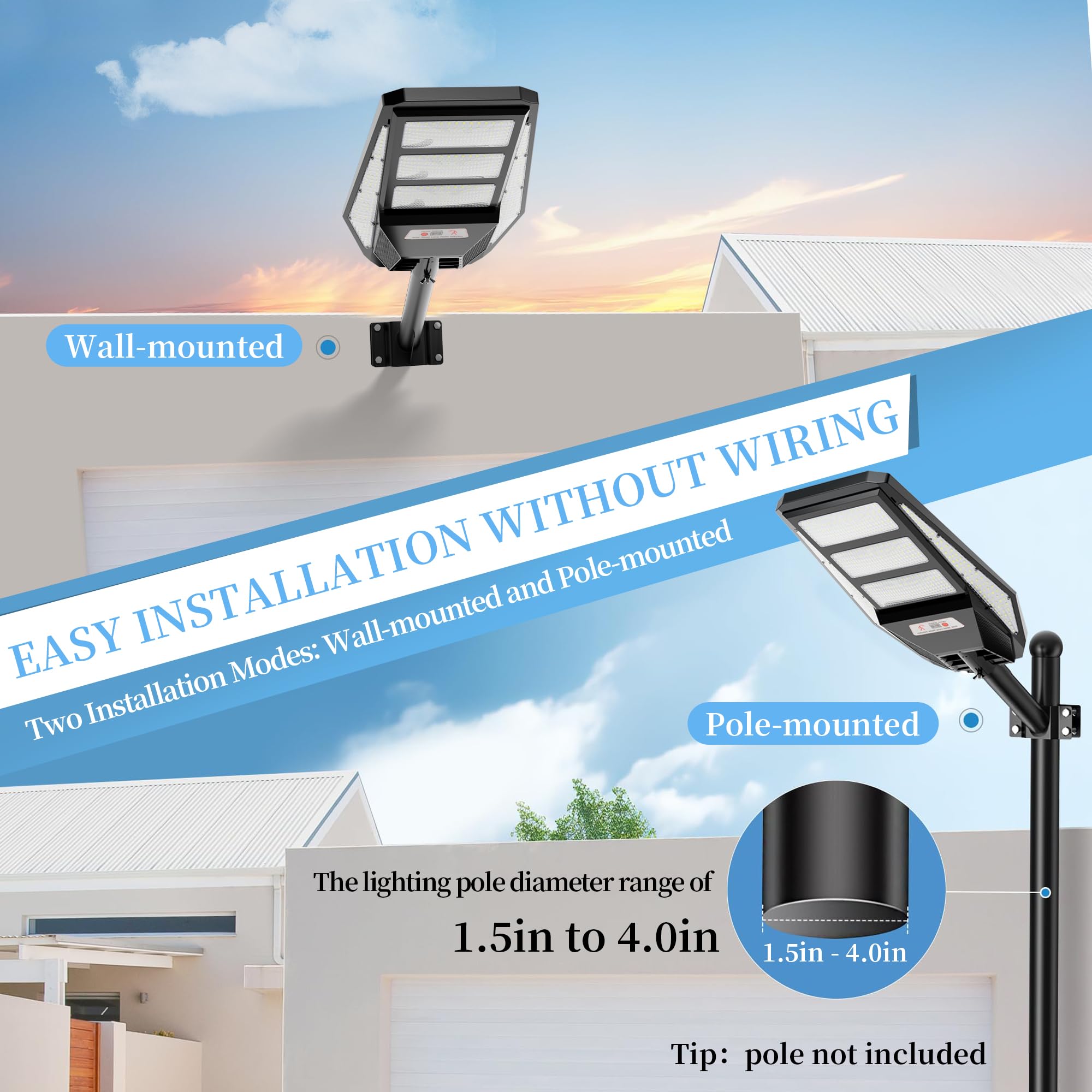 4800W Solar Street Lights Outdoor Waterproof - 7000K LED Commercial Solar Parking Lot Lights with Motion Sensor, Dusk to Dawn Lighting for Streets, Yards, Pathways & Outdoor Areas | Perfect for Security, Parking Lots & Landscape Illumination