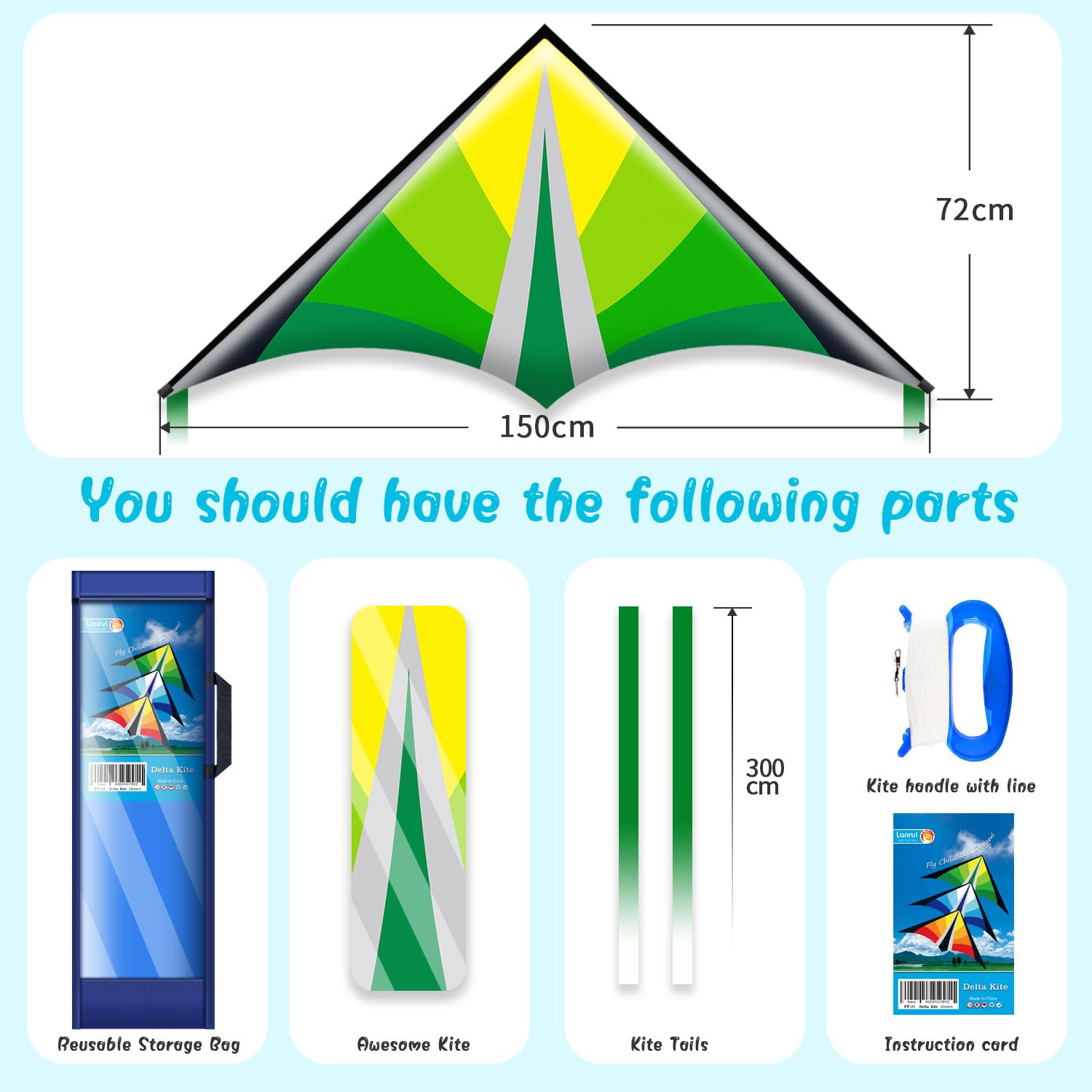 **Delta Kite for Kids & Adults - Easy to Fly Beginner Kite for Ages 4-8, Durable Beach Kite for Outdoor Fun, Park, Beach & Backyard Flying**