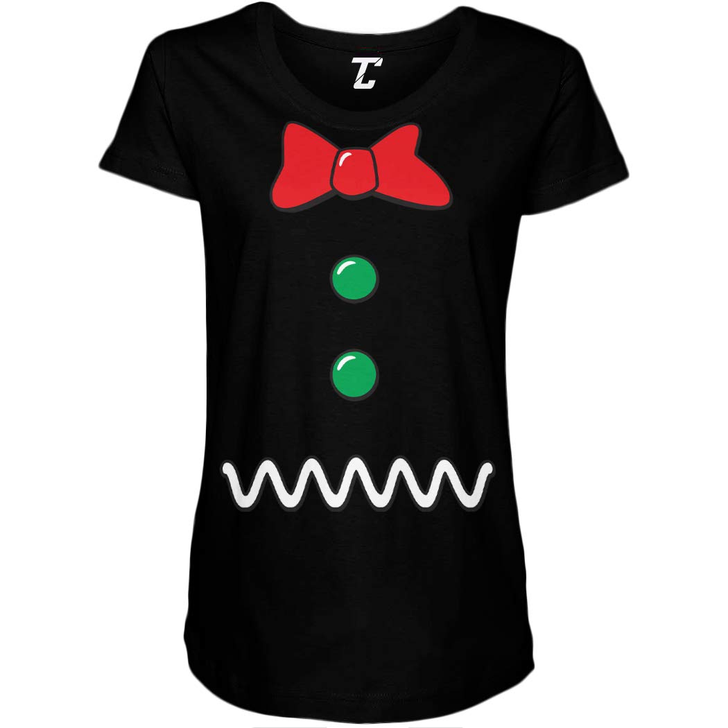 Funny Gingerbread Christmas Maternity T-Shirt - Side Ruched Design for Pregnant Women | Perfect for Holiday Parties & Family Photos
