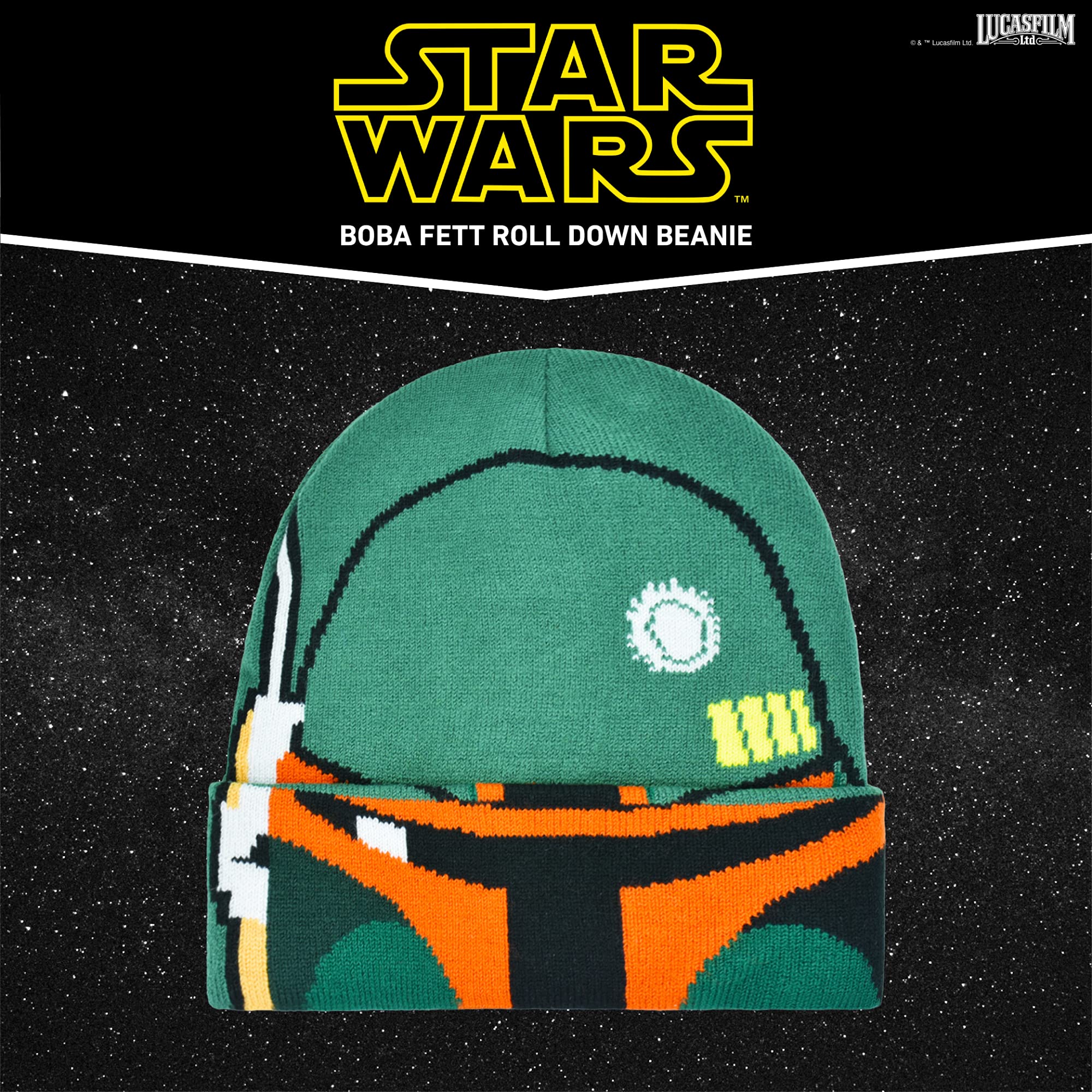 Star Wars Boba Fett Knitted Acrylic Winter Beanie Hat for Adults - Warm Cosplay Costume Accessory for Halloween, Comic Con & Cold Weather