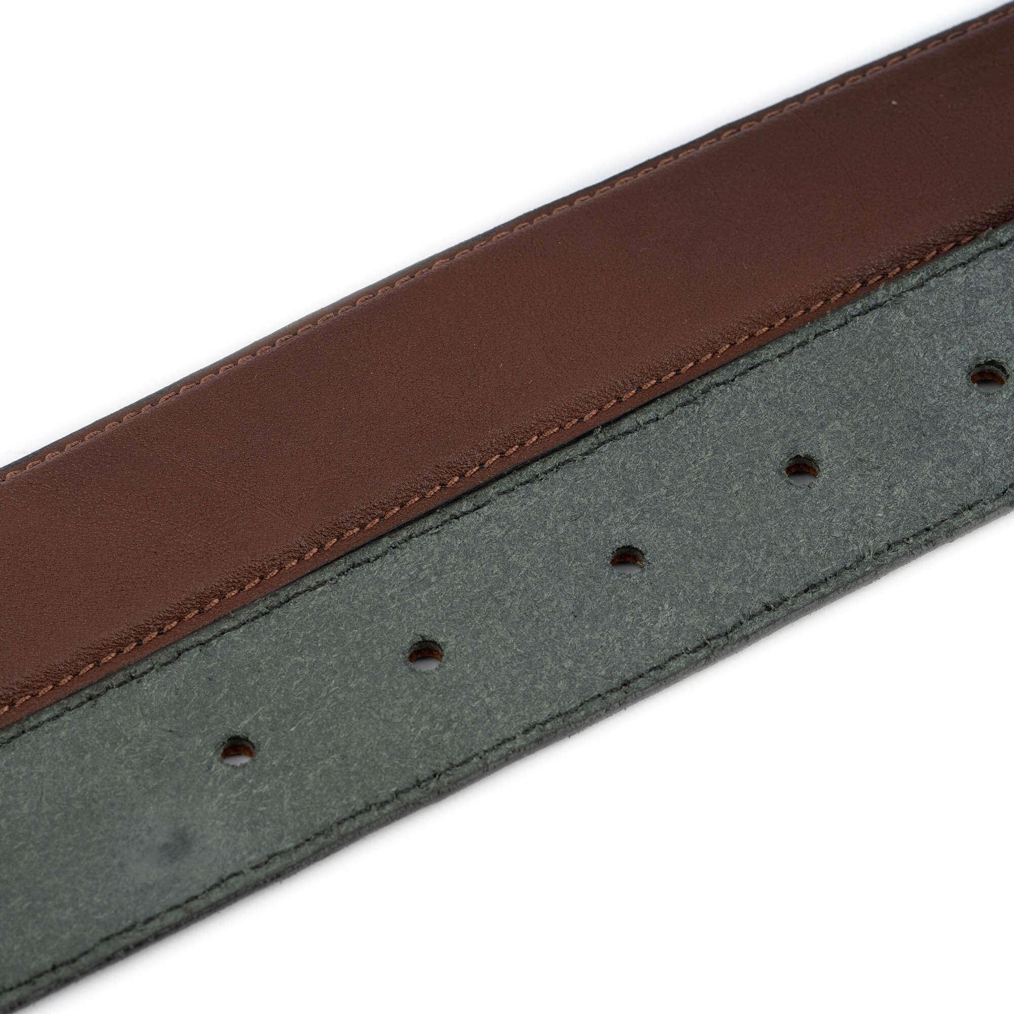 Men's Genuine Leather Belt - Middle Brown with Holes for Montblanc Buckle Replacement | Classic Dress Belt for Office, Business & Formal Occasions