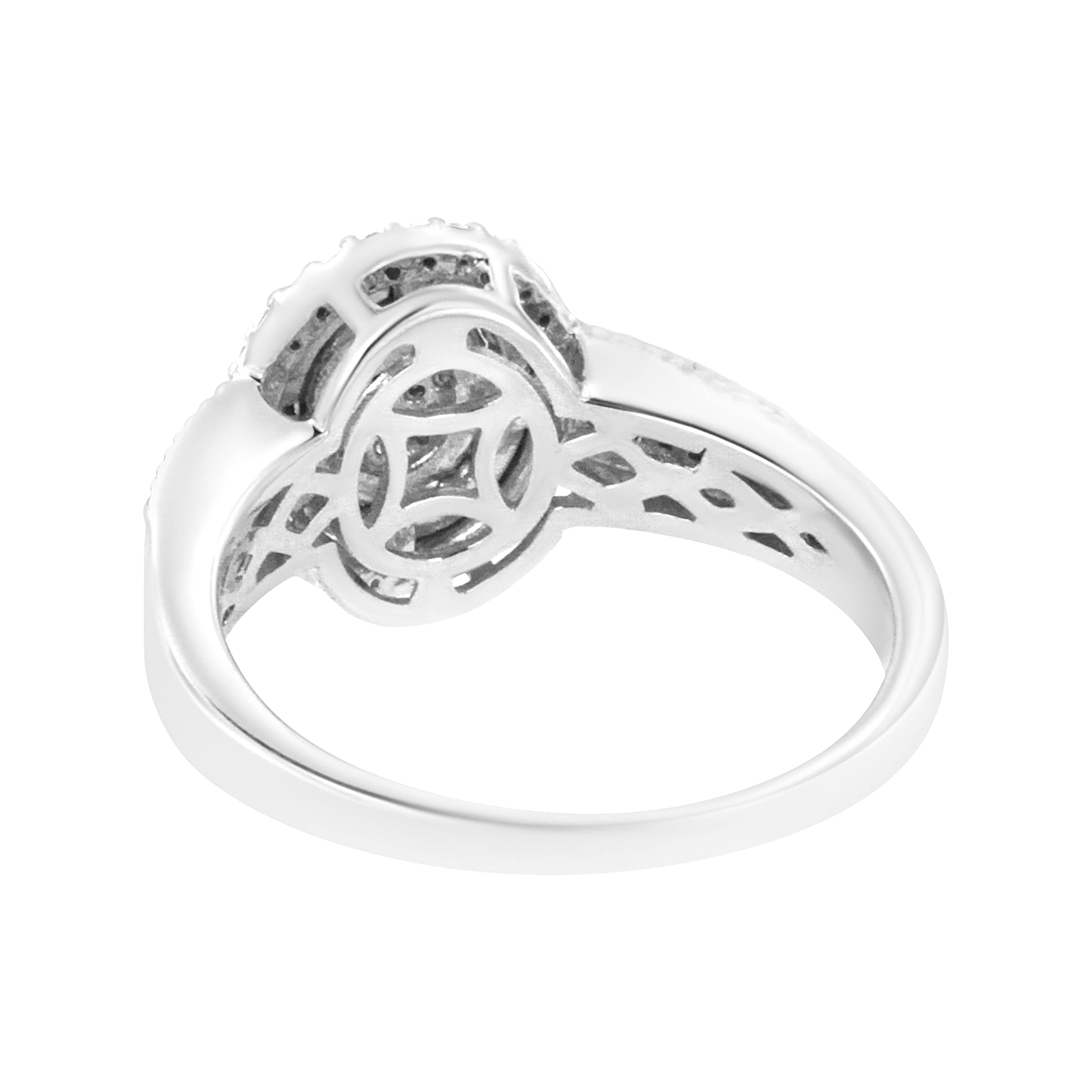 925 Sterling Silver 1/3 Cttw Pave Set Round-Cut Diamond Braided Halo Cocktail Ring (I-J Color, I2-I3 Clarity) - Elegant Jewelry for Parties, Weddings & Special Occasions