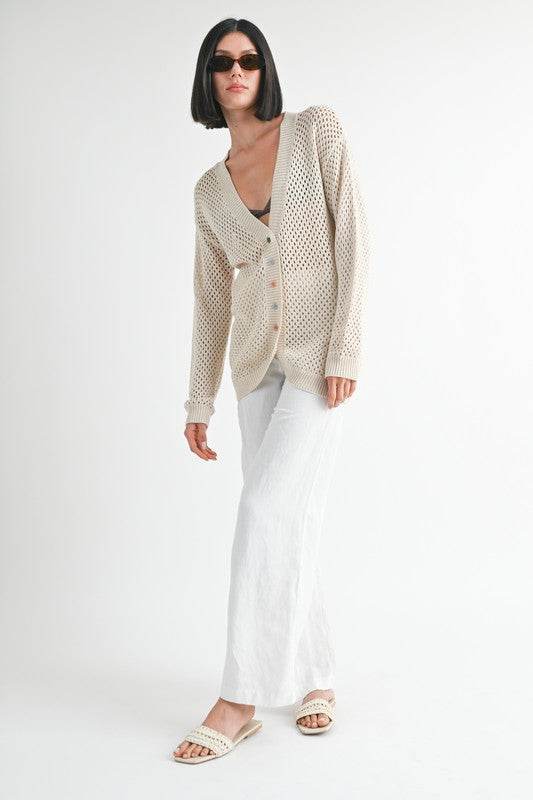 Crochet Button Up Cardigan for Women - Lightweight Summer Cover-Up for Beach, Office & Casual Outfits