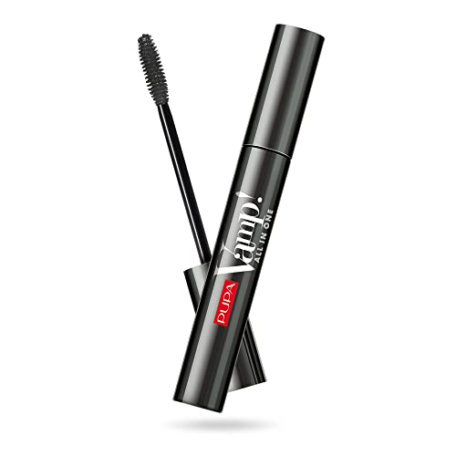 Pupa Milano Vamp! All In One Mascara - Extreme Volume & Length Mascara with Serum-Infused Formula for Thicker Lashes - Smudge & Clump Resistant - 101 Extra Black (0.16 oz) - Perfect for Day & Night Makeup, Special Occasions & Dramatic Eye Looks