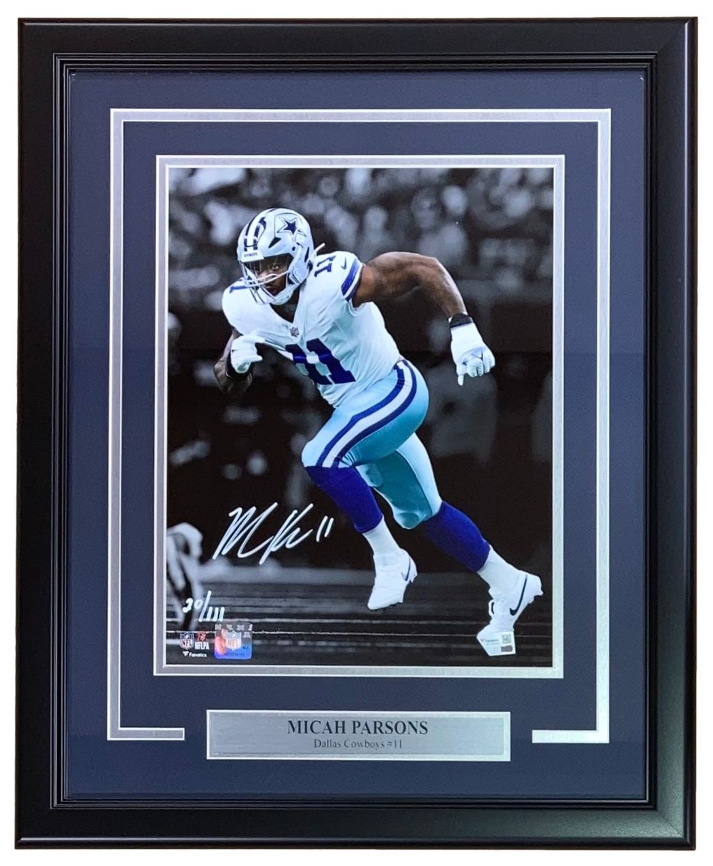 Authentic Micah Parsons Signed Dallas Cowboys 11x14 Framed Photo - Officially Licensed by Fanatics - Perfect for Sports Memorabilia Collectors & Cowboys Fans