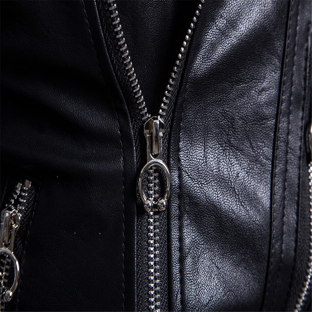 Men's Motorcycle Leather Jacket - Slim Fit Biker Jacket with Zippers, Faux Leather Outerwear for Casual Riding & Urban Style | Perfect for Motorcycle Enthusiasts & Fashionable Men