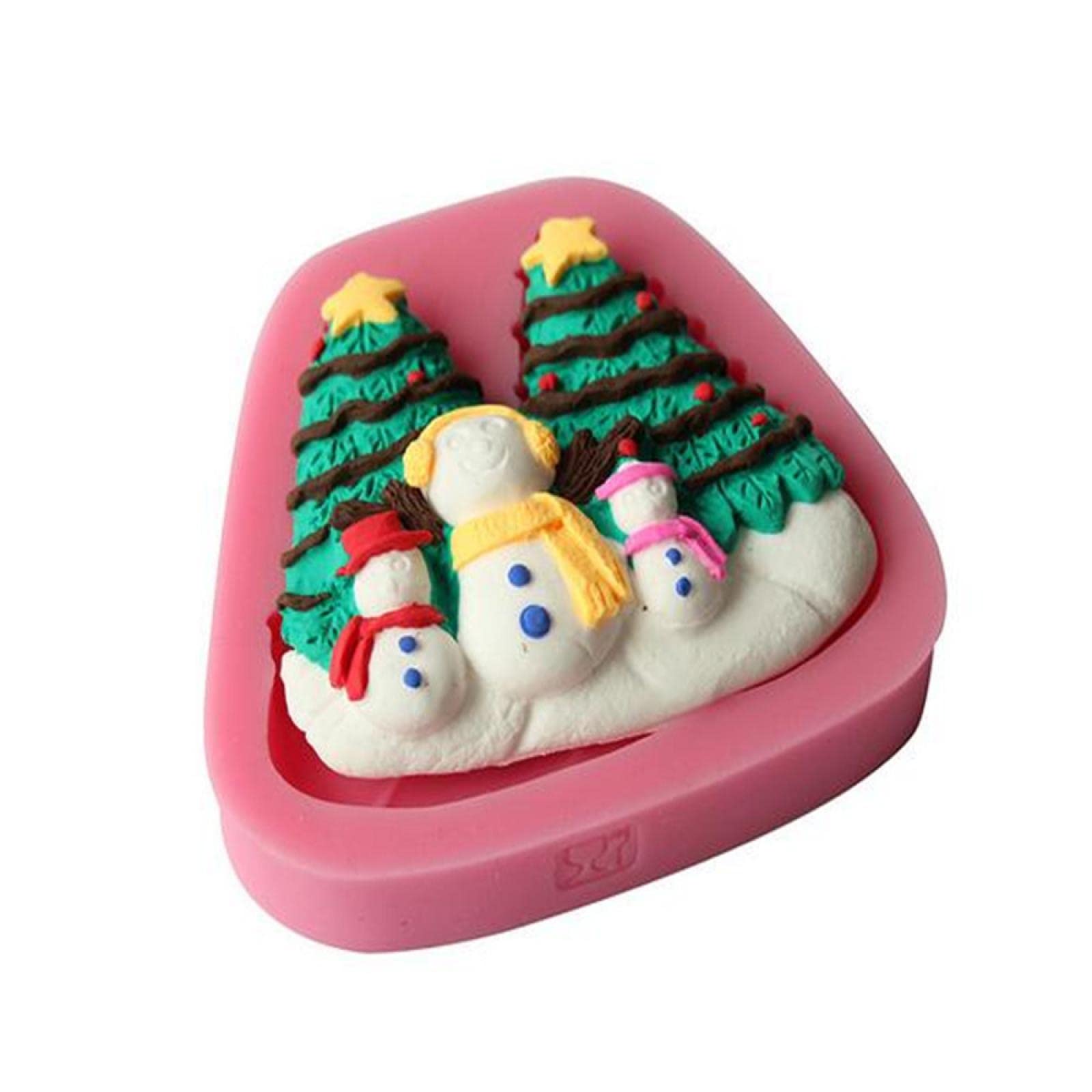 Christmas Snowman & Tree Silicone Fondant Molds - DIY Cake Baking Decorations for Chocolate, Fondant, Cupcakes - Perfect for Holiday Desserts, Christmas Parties & Home Baking