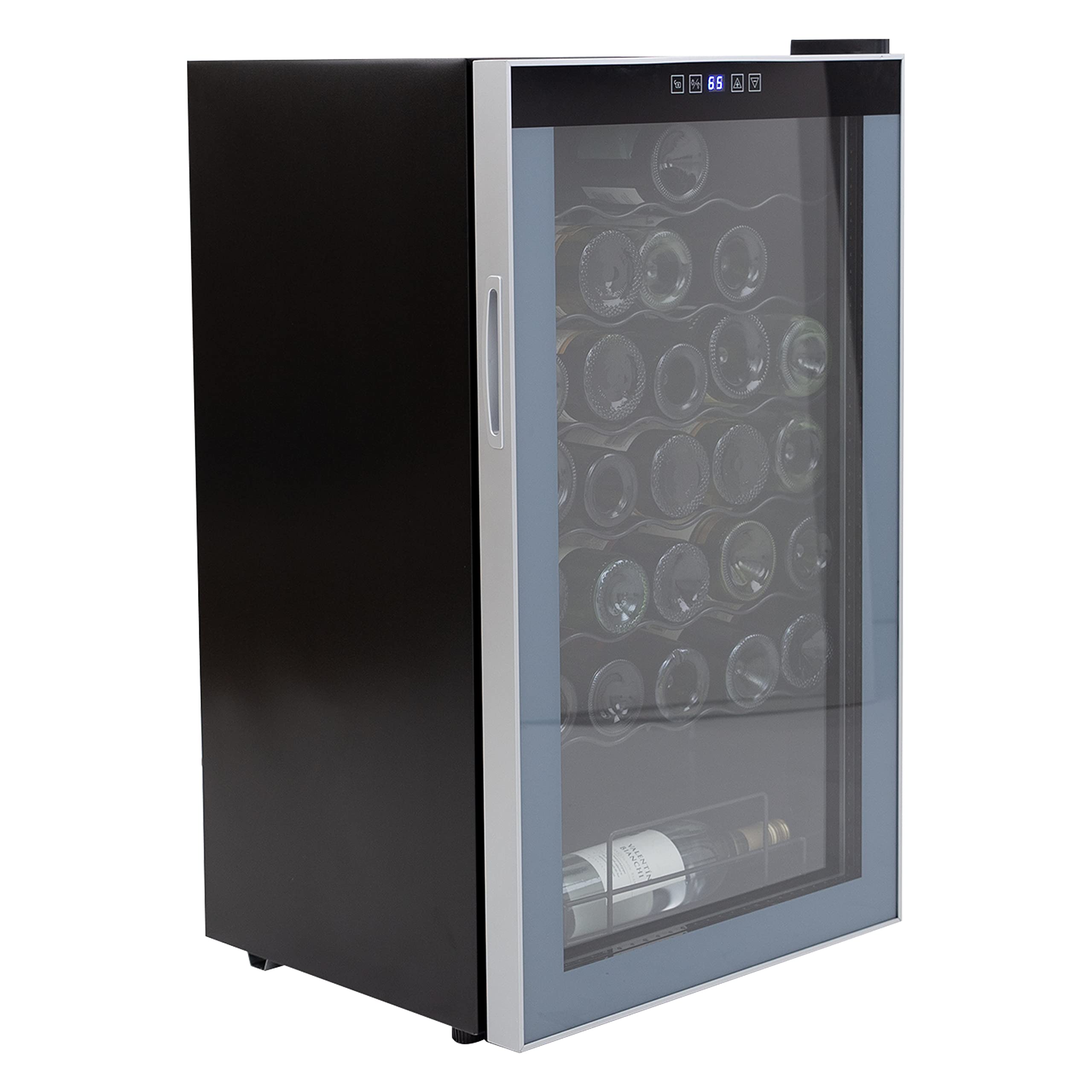 Avanti 34 Bottle Freestanding Wine Cooler with Temperature Control - Single Zone Stainless Steel Wine Refrigerator with Glass Door, Black - Perfect for Home Bars, Restaurants, and Wine Cellars