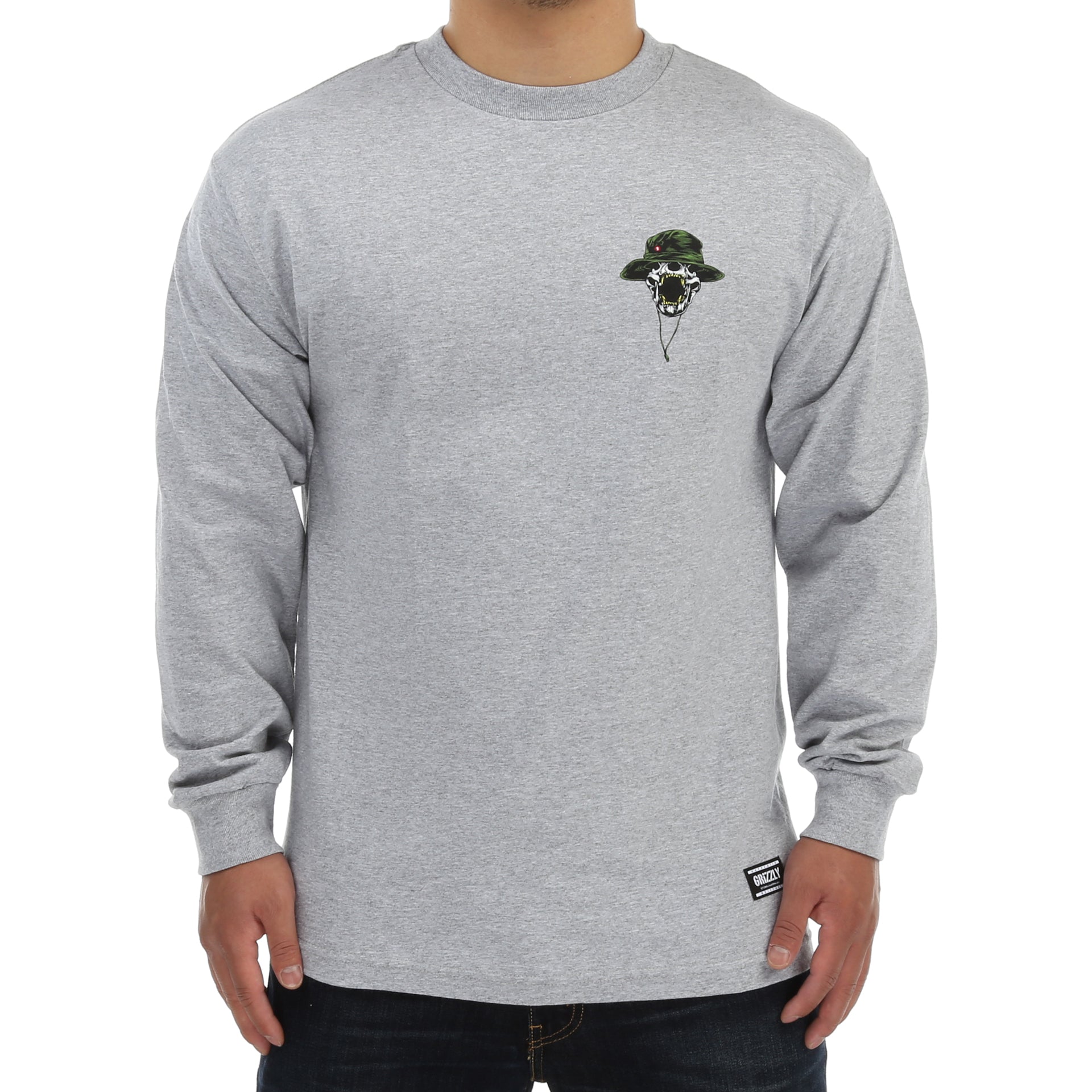 Grizzly Boonies Long Sleeve Tee - Heather Grey - Comfortable & Stylish for Outdoor Adventures & Casual Wear