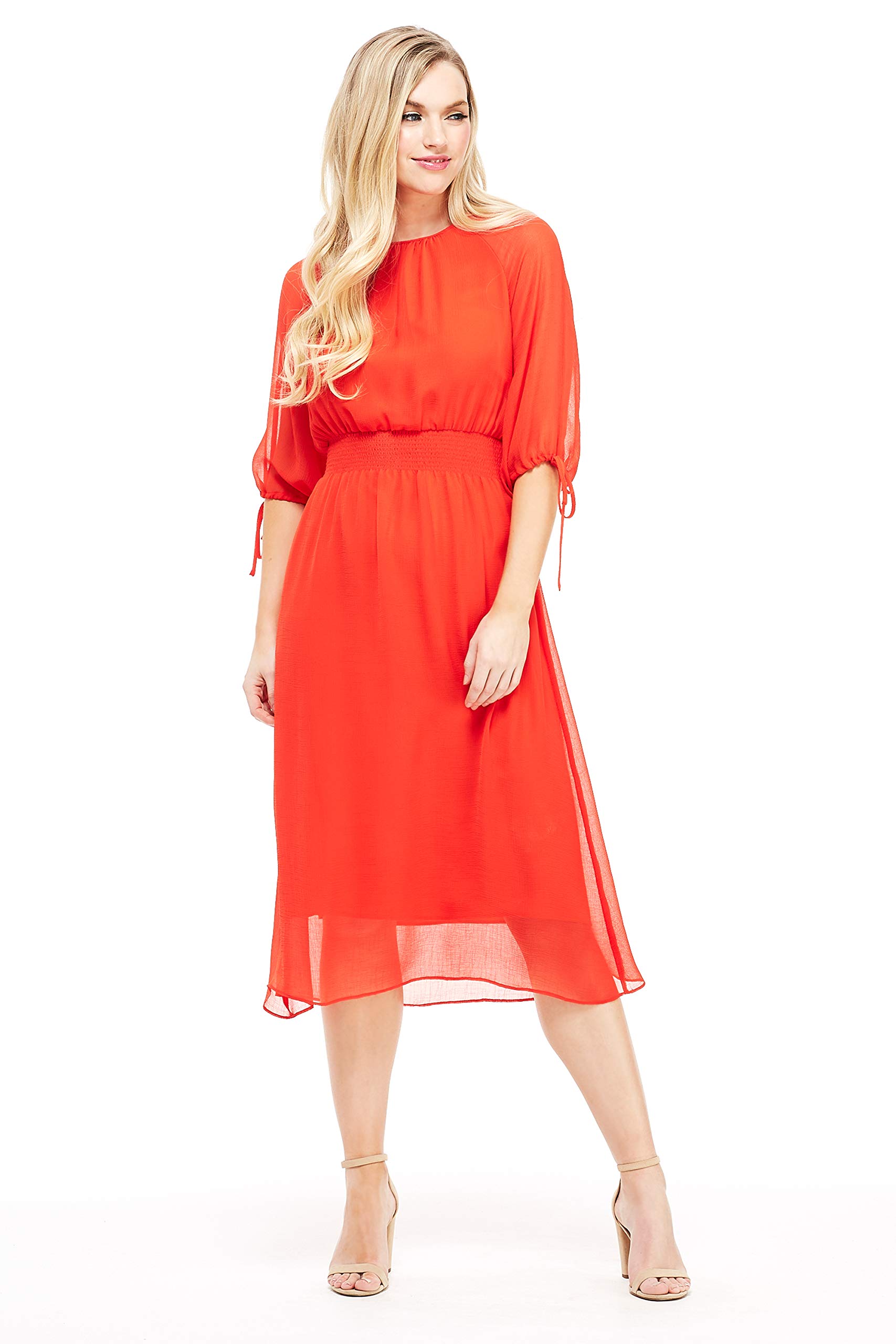 Maggy London Petite Chiffon Dress - Smocked Waist for Summer Outings