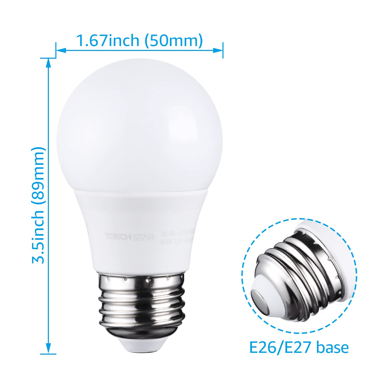 TORCHSTAR 12-Pack 5.5W A15 LED Light Bulbs - 40W Equivalent, 5000K Daylight White, E26 Medium Base, G45 Shape - Energy Saving Bulbs for Ceiling Fans, Desk Lamps, Vanity Mirrors, Bedroom Lighting & Home Office
