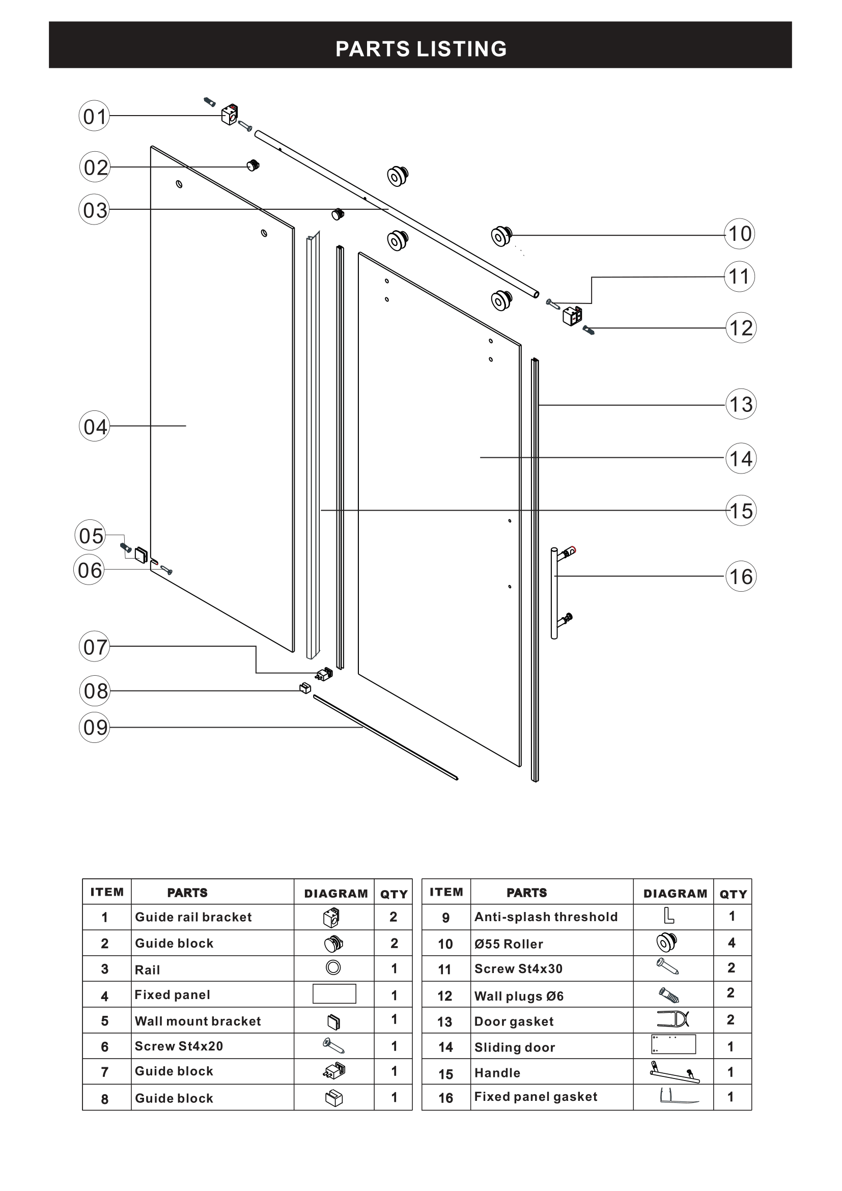 Frameless Single Sliding Door 50