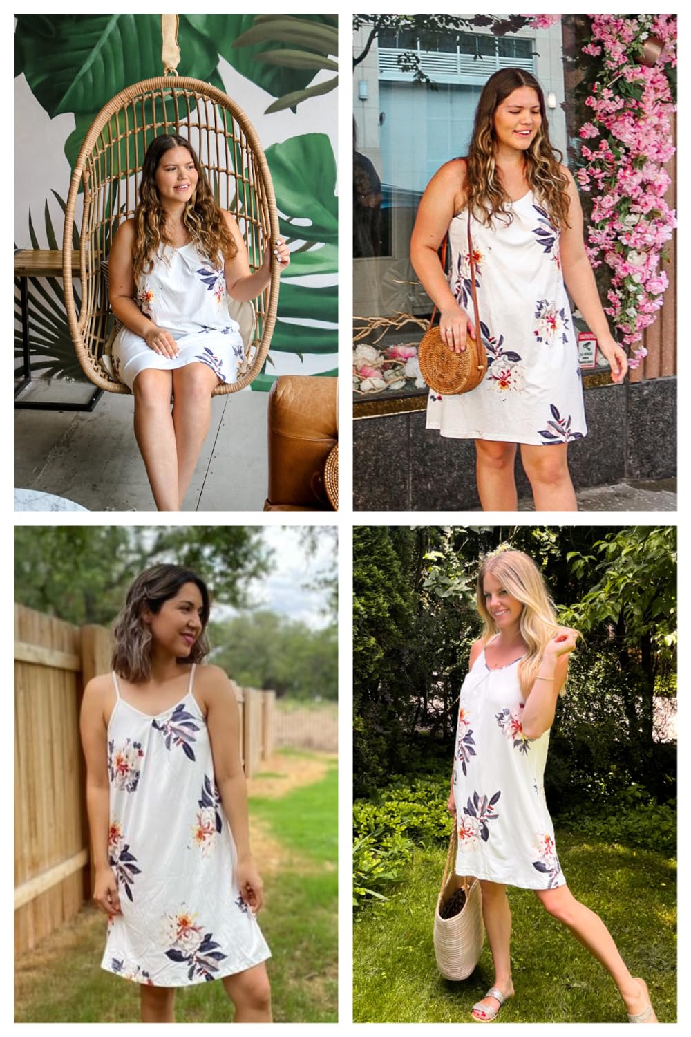 ULTRANICE Women's Floral V-Neck Spaghetti Strap Mini Sundress - Casual Swing Dress for Spring & Summer 2025 | Perfect for Beach Vacations, Pool Parties & Outdoor Dates