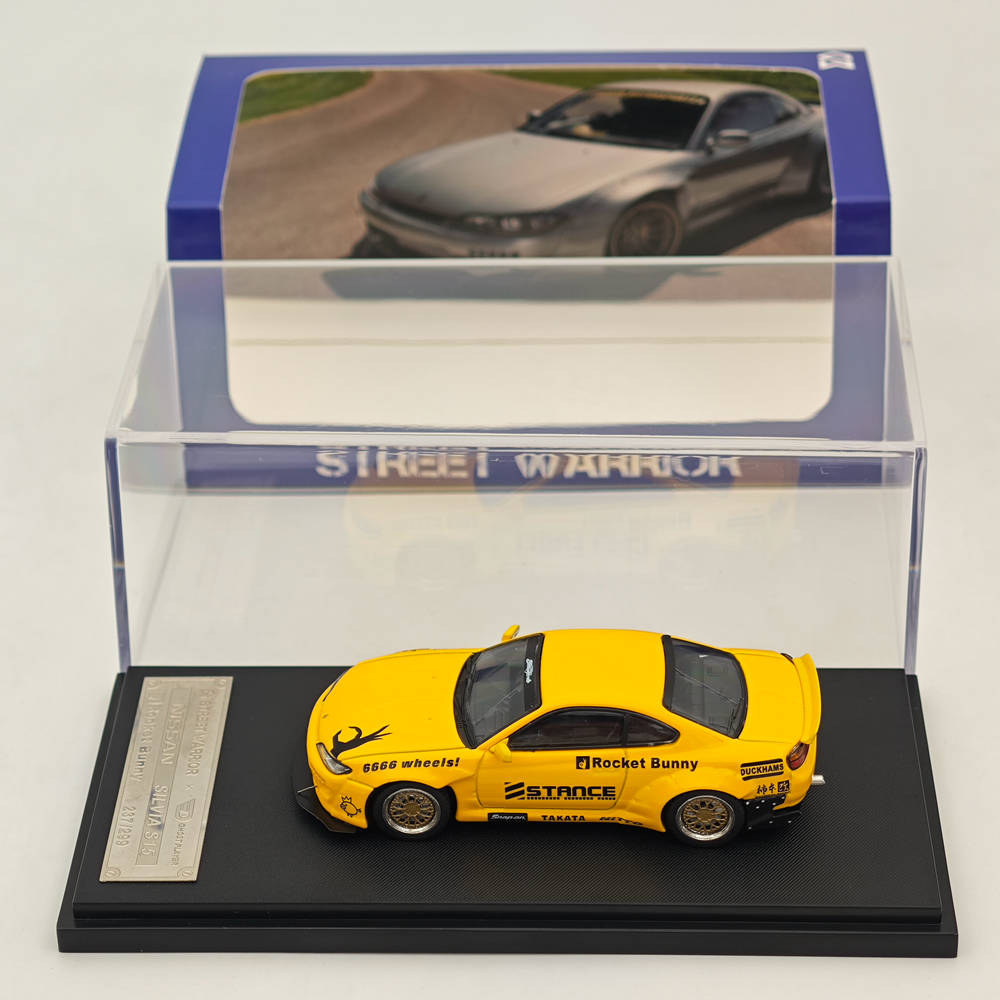 1/64 Scale Nissan Silvia S15 Pandem Rocket Bunny Yellow Diecast Model Car - Collectible Toy for Display, Racing Games & Car Enthusiasts