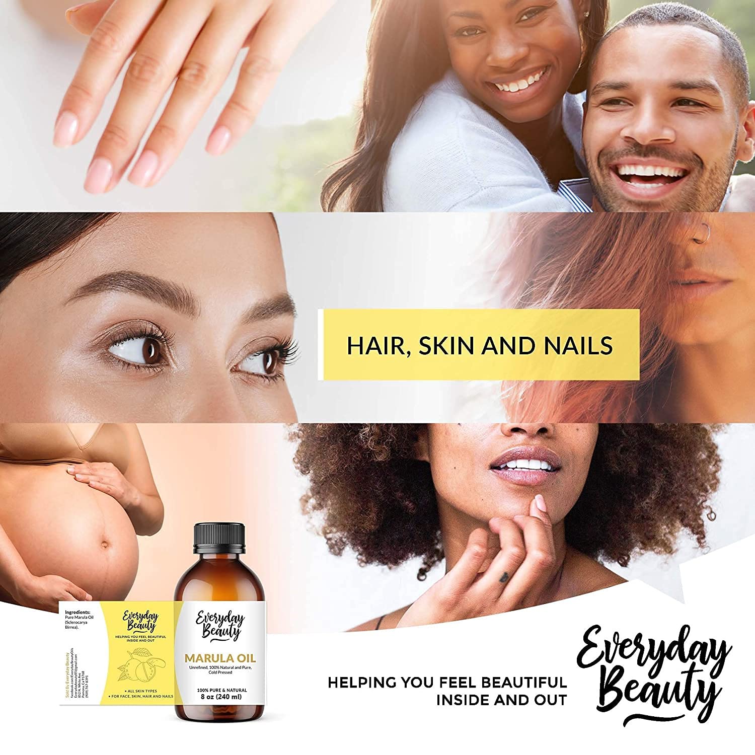 100% Pure Extra Virgin Unrefined Marula Oil - 8 Fl Oz Cold Pressed Luxury Facial Oil for Glowing Skin & Healthy Hair | All Natural DIY Cosmetics | Perfect for Daily Skincare Routine, Hair Treatment & Natural Beauty Products