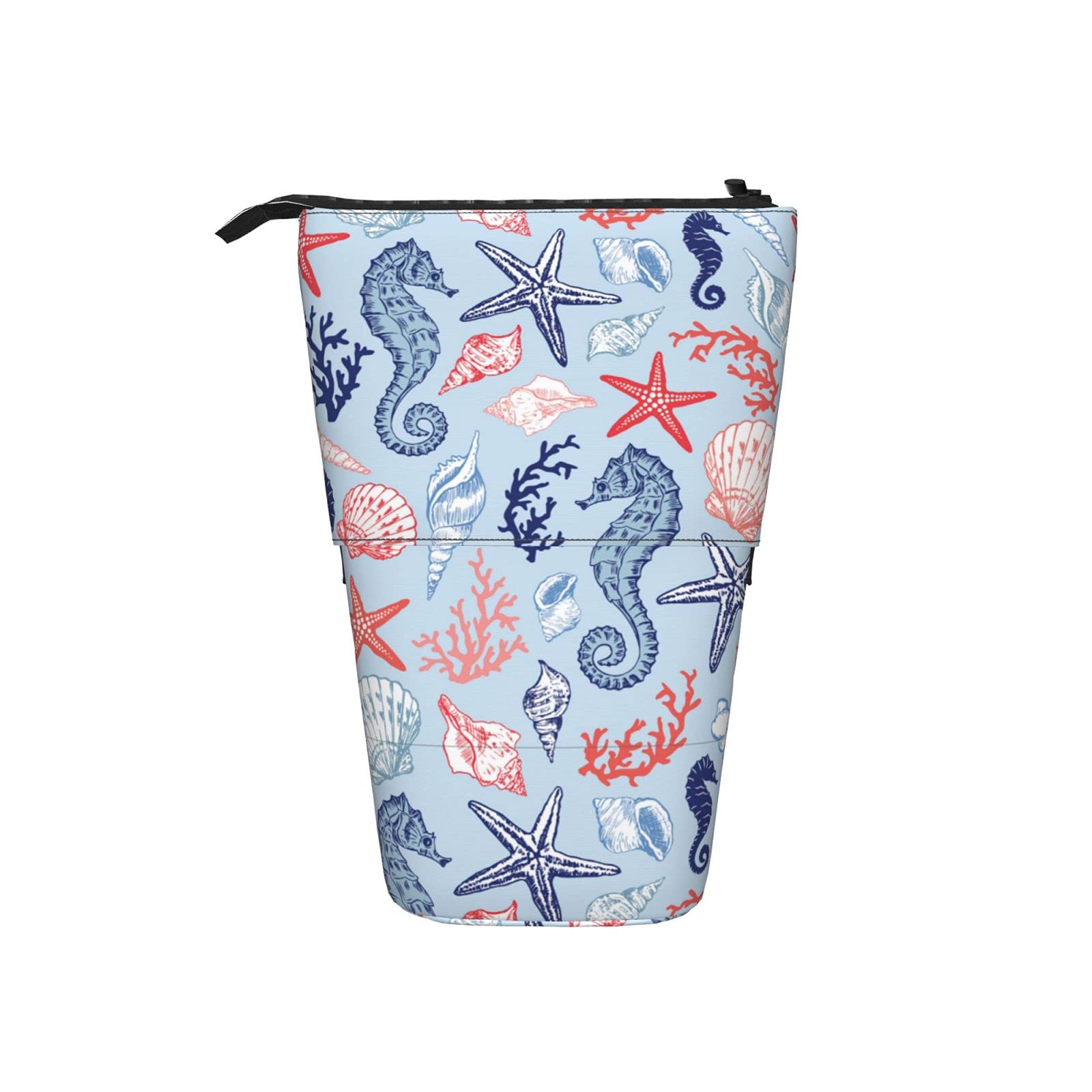 Gearsly Ocean Theme Pop Up Stationery Bag - Telescopic Retractable Pencil Case Holder with Stand, Portable Storage Pouch for School, Office, Travel & Home Organization