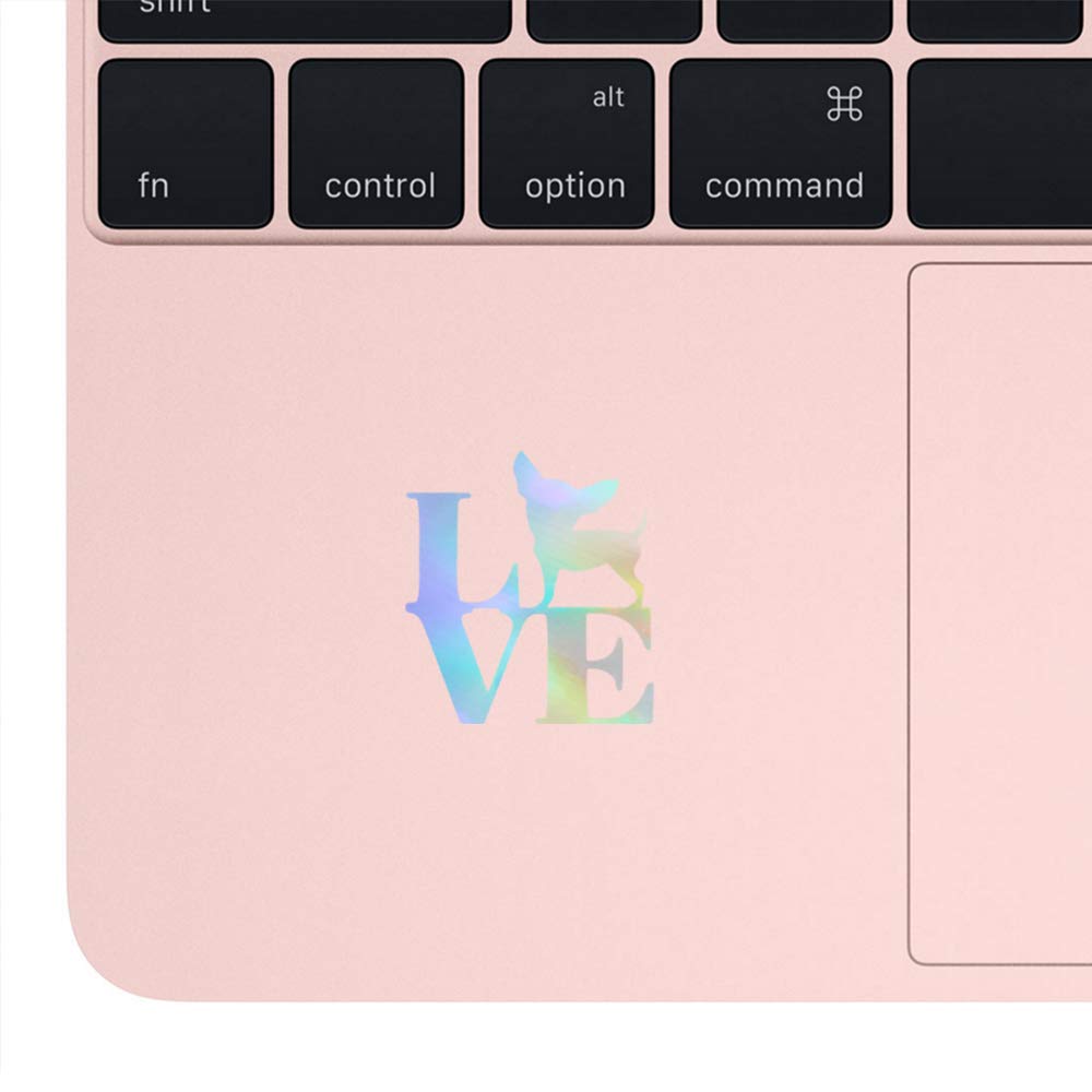 Premium Waterproof Vinyl Decal Stickers - Holographic Chihuahua Love Design (Set of 2) for Laptop, Phone, Helmet, Car Window, Bumper, Mug, Cup, Door & Wall Decoration - Cute Pet Accessories for Dog Lovers