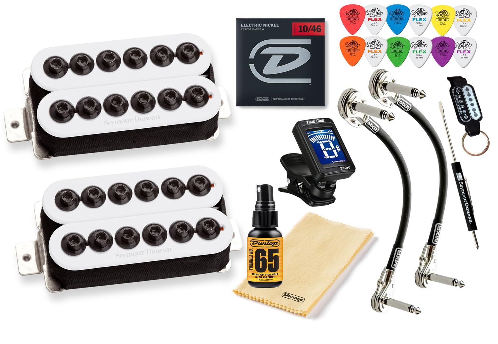 Seymour Duncan Invader SH-8n SH-8b High Output Humbucker Pickup Set with Tonebird Bundle - White | Electric Guitar Pickups for Rock & Metal | Perfect for Stage Performance & Studio Recording