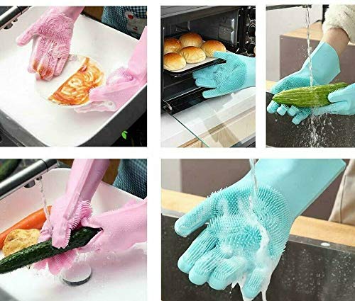 NOHUNT Silicone Cleaning Gloves - Reusable Dish Washing Gloves for Kitchen, Household & Pet Hair Removal - Non-Slip Scrubbing Gloves for Dishes, Pots & Pans (Perfect for Washing, Scrubbing & Pet Grooming)