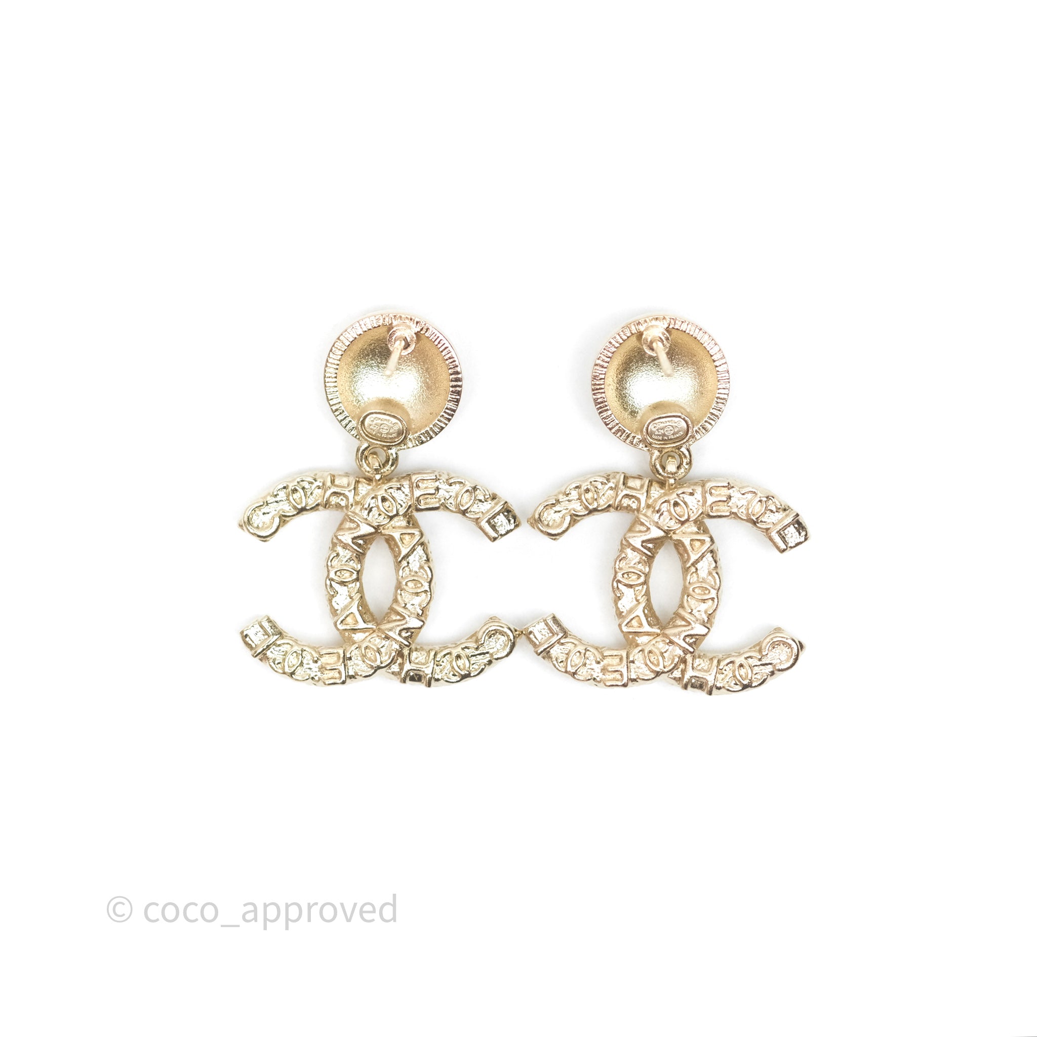 Chanel CC Crystal Drop Earrings - Gold Tone 21P Fashion Jewelry for Women | Elegant Party & Wedding Accessories