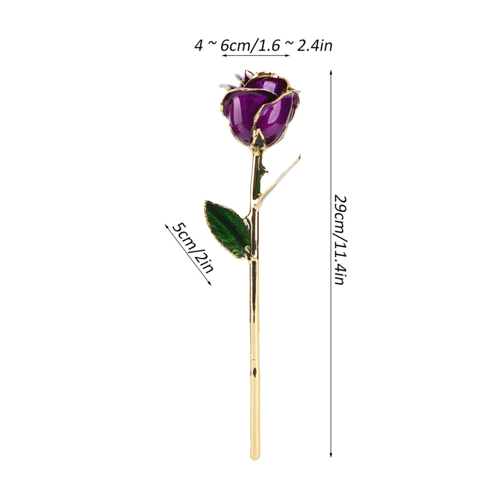24K Gold Dipped Purple Preserved Rose in Glass Dome - Eternal Flower Gift for Wife, Mother, Girlfriend - Birthday, Christmas, Valentine's Day, Anniversary Present - Romantic Home Decor & Special Occasion Gift