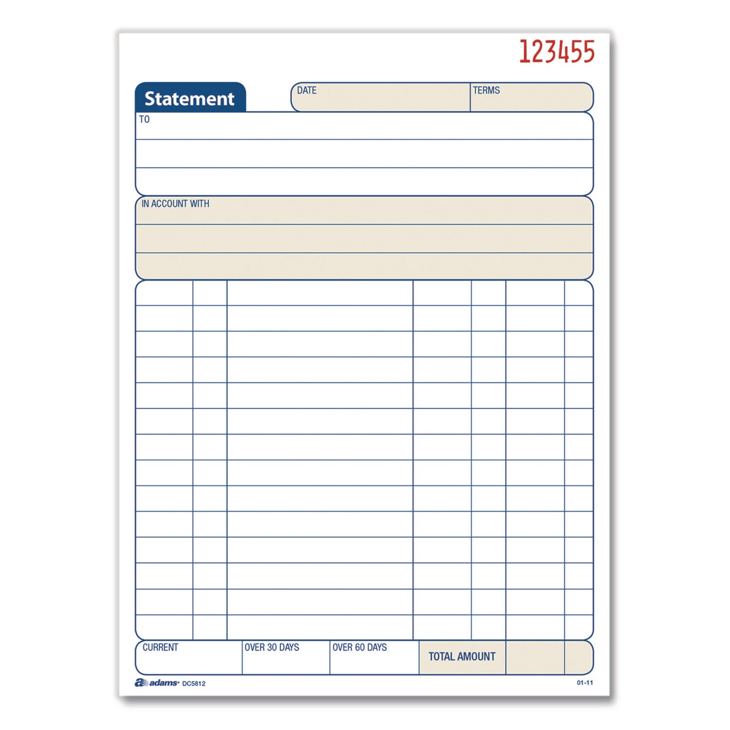 Adams® Multipart Statement Pad - Two Part Carbonless Copy, 5.56
