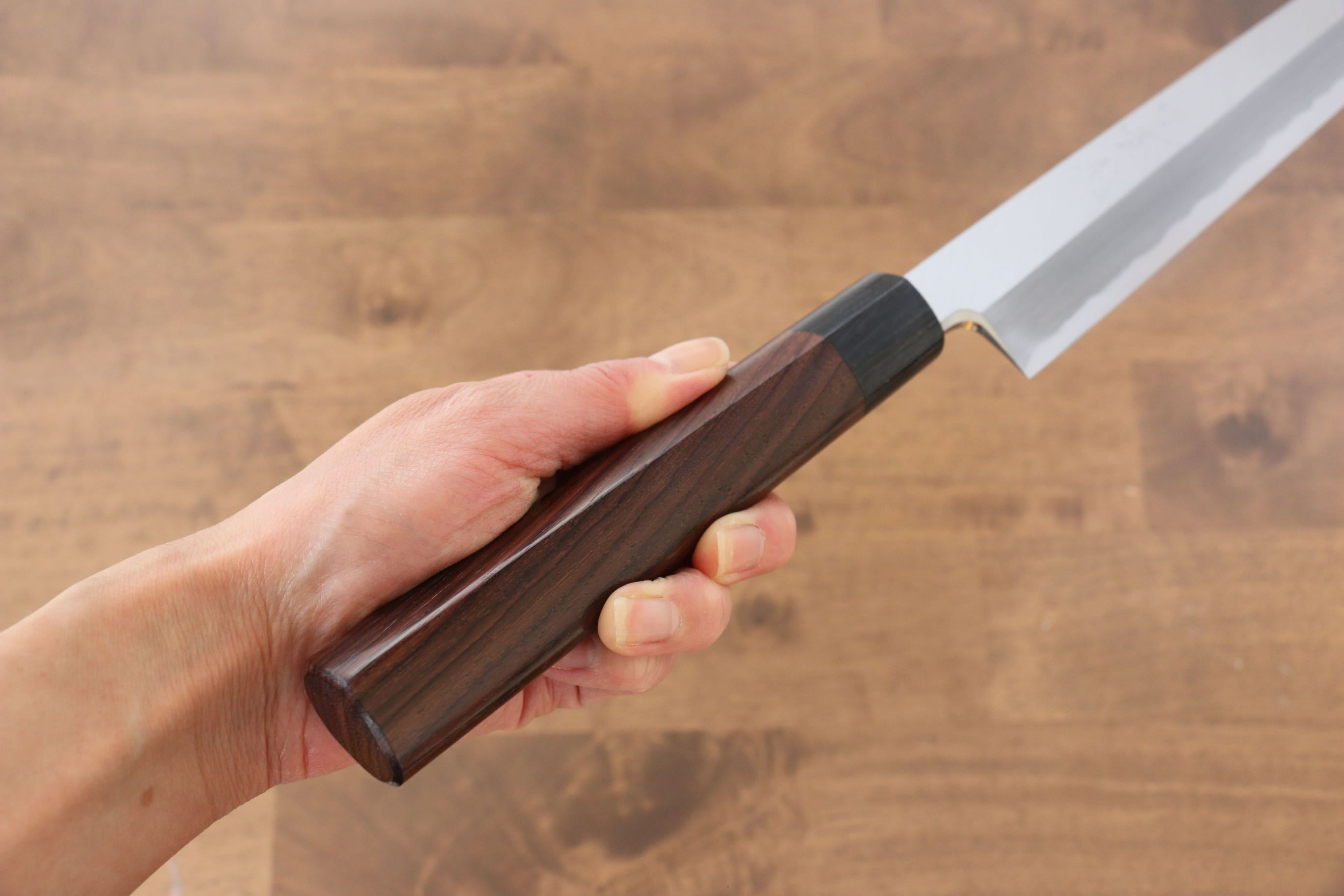 Premium Jikko White Steel No.2 Sakimaru Yanagiba 330mm Japanese Sushi Knife with Ebony Handle - Perfect for Sushi Chefs & Professional Kitchen Use