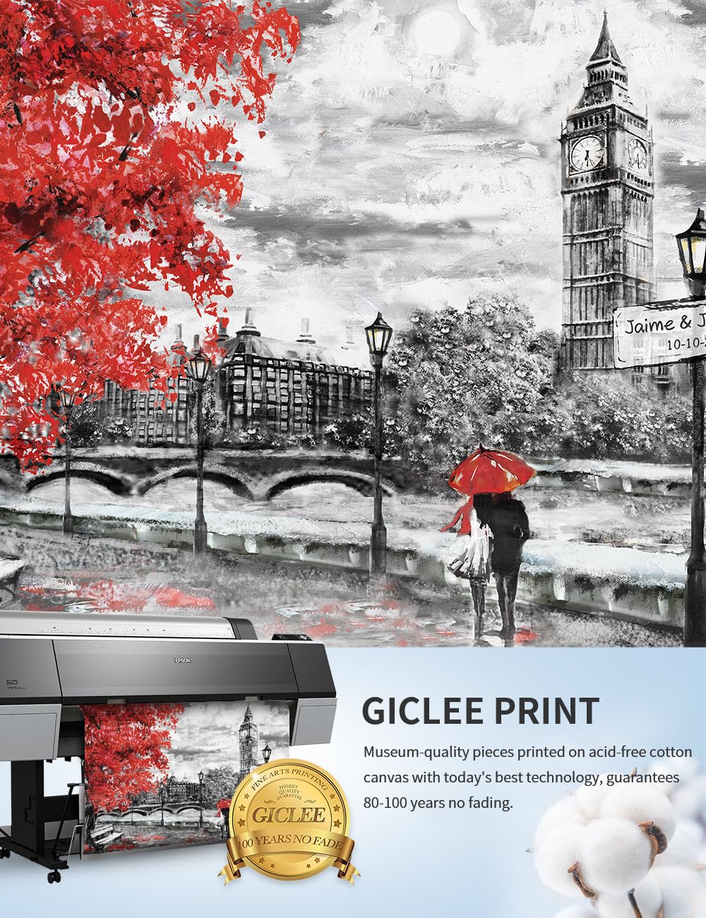 IPIC - Personalized London Lovers Artwork with Custom Names & Date - Romantic Gift for Anniversary, Wedding, Birthday & Holidays - Available in PS or Solid Wood Frame - Perfect for Home Decor, Couples Gifts & Special Occasions
