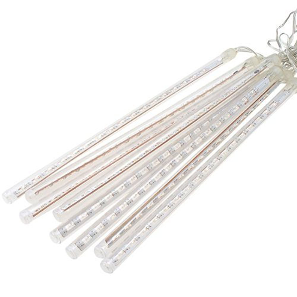 White Rain Drop Lights - Loveboat 8 Tubes 30cm 144LEDs Meteor Shower Falling LED Tree Cascading String Lights for Outdoor Wedding, Party, Holiday & Garden Decoration | Perfect for Backyard, Patio, Christmas and Special Events