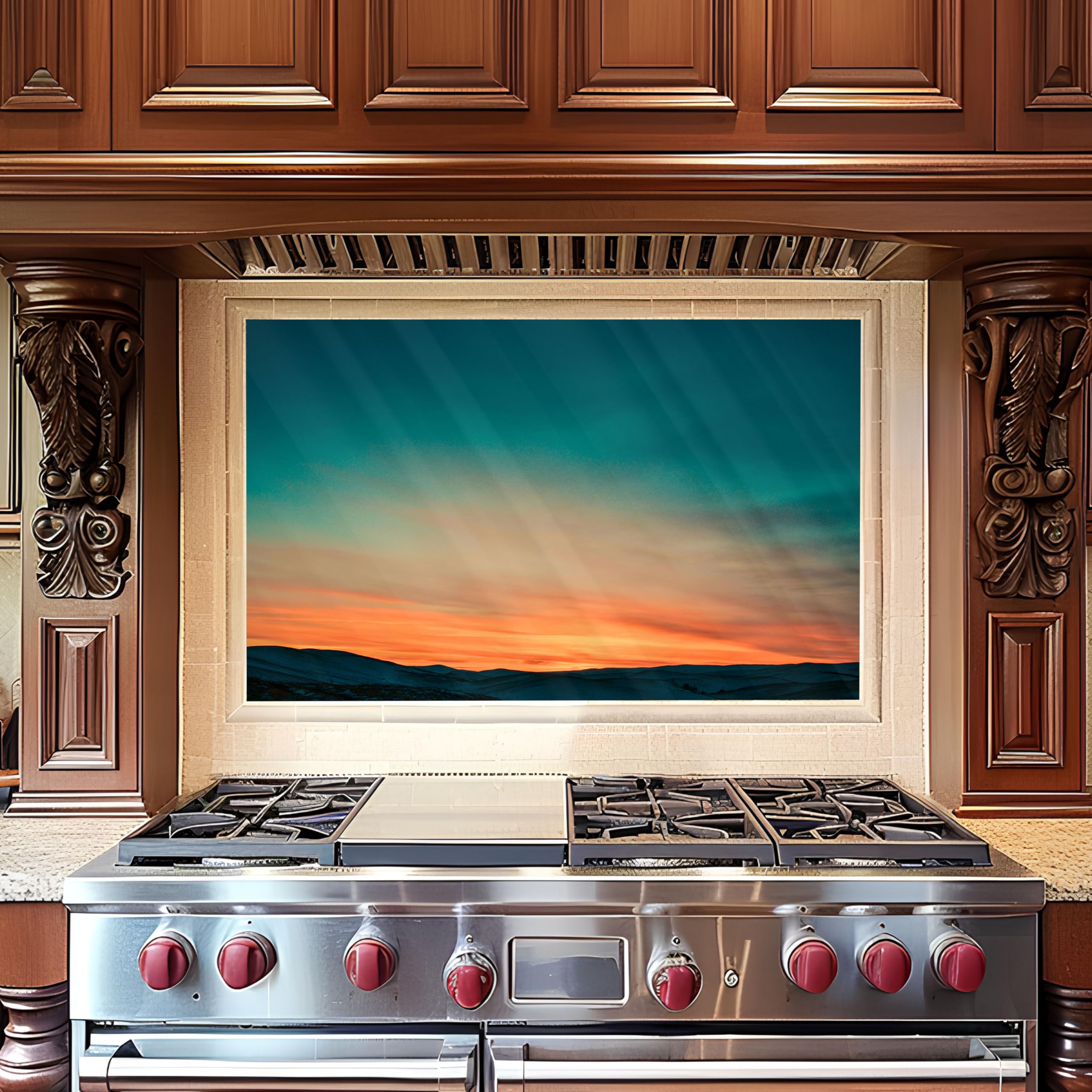 Heat Resistant Tempered Glass Kitchen Backsplash - Peel and Stick Stove Backsplash for Easy Cleaning | Perfect for Modern Kitchens, DIY Home Renovation & Apartment Upgrades