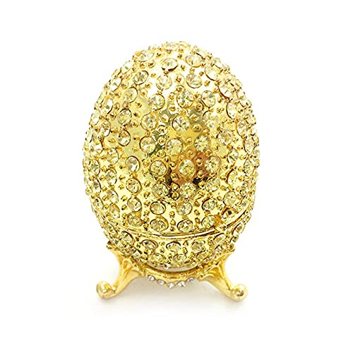 Exquisite Hand-Painted Mini Faberge Egg Jewelry Box - 24K Gold Plated with Enamel & Rhinestones - Perfect for Gift Giving, Home Decor & Collectible Display