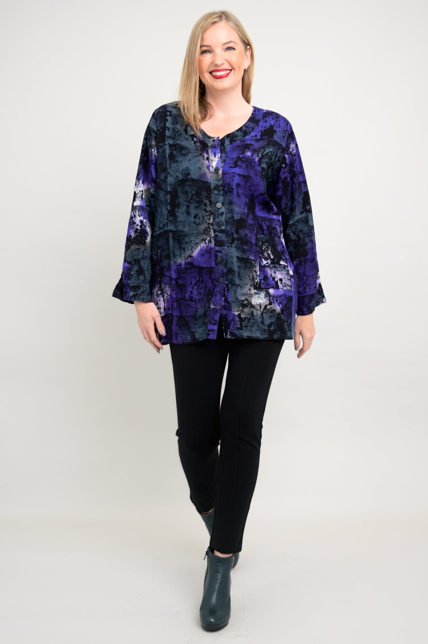 Carmel Blouse with Chakra Design - Boho Chic Women's Top for Yoga, Meditation & Spiritual Healing