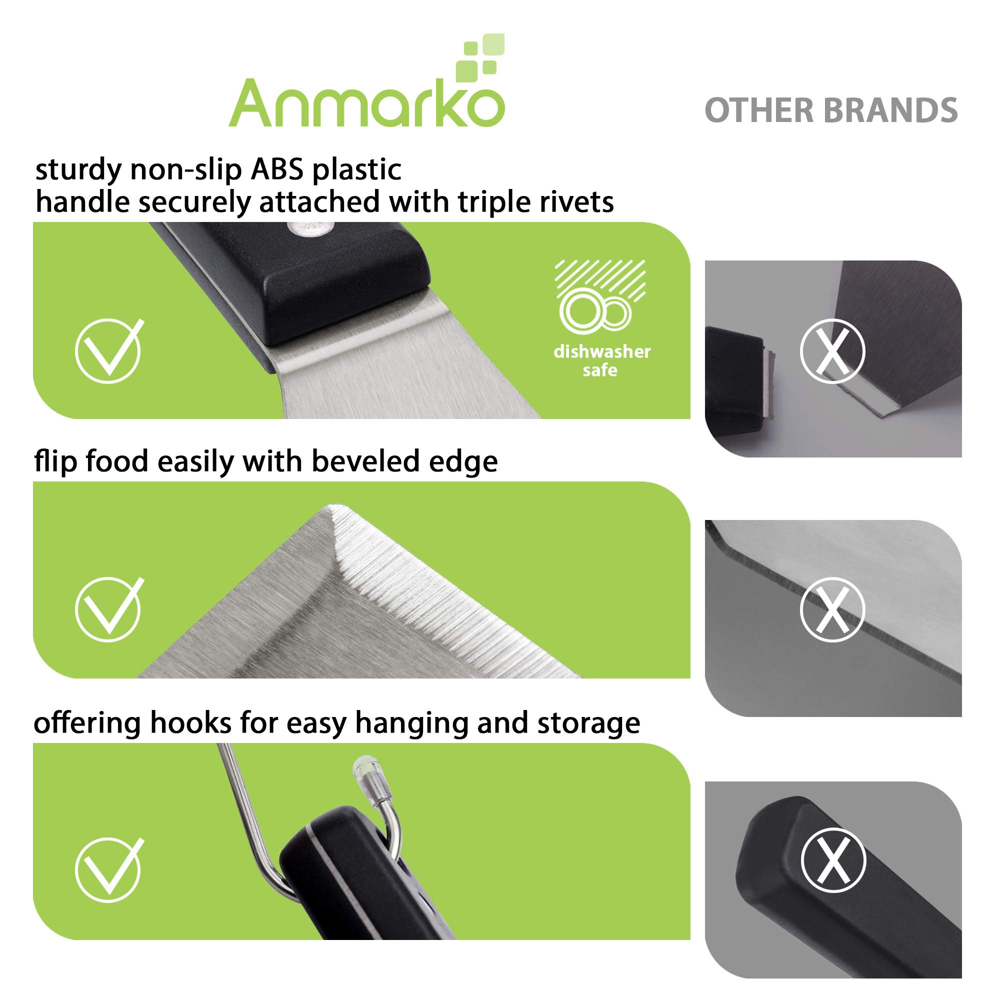 **Stainless Steel Grill Spatula Set – Long Metal BBQ Spatula, Griddle Scraper & Pancake Flipper – Pizza Turner & Offset Spatula – Durable BBQ Utensils for Grilling, Cooking & Outdoor Dining**