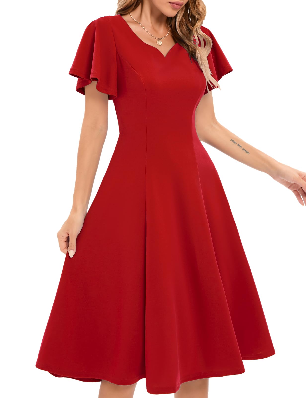 Vintage Short Sleeve Wedding Guest Dress for Women - Elegant Fit and Flare Cocktail Dress for Tea Party, Bridal Shower & Formal Occasions
