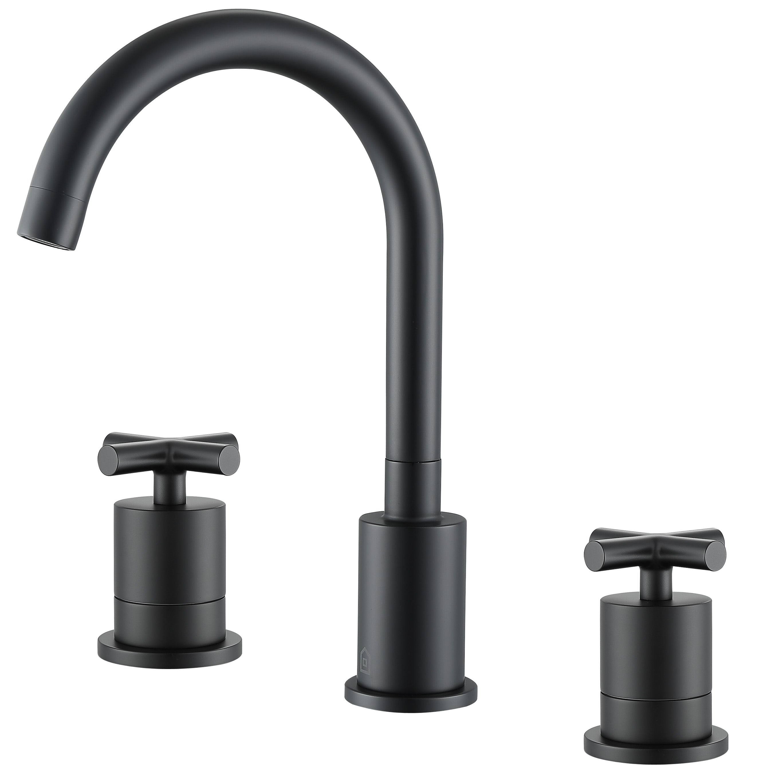 Ancona Ava Series Matte Black Widespread Bathroom Faucet with Cross Handle - Perfect for Modern Vanities and Powder Rooms