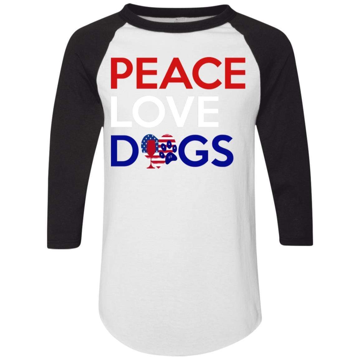 Peace Love Dogs Colorblock Raglan Jersey - Trendy & Comfortable Women's T-Shirt for Dog Lovers | Perfect for Casual Wear, Dog Walks & Pet-Themed Events