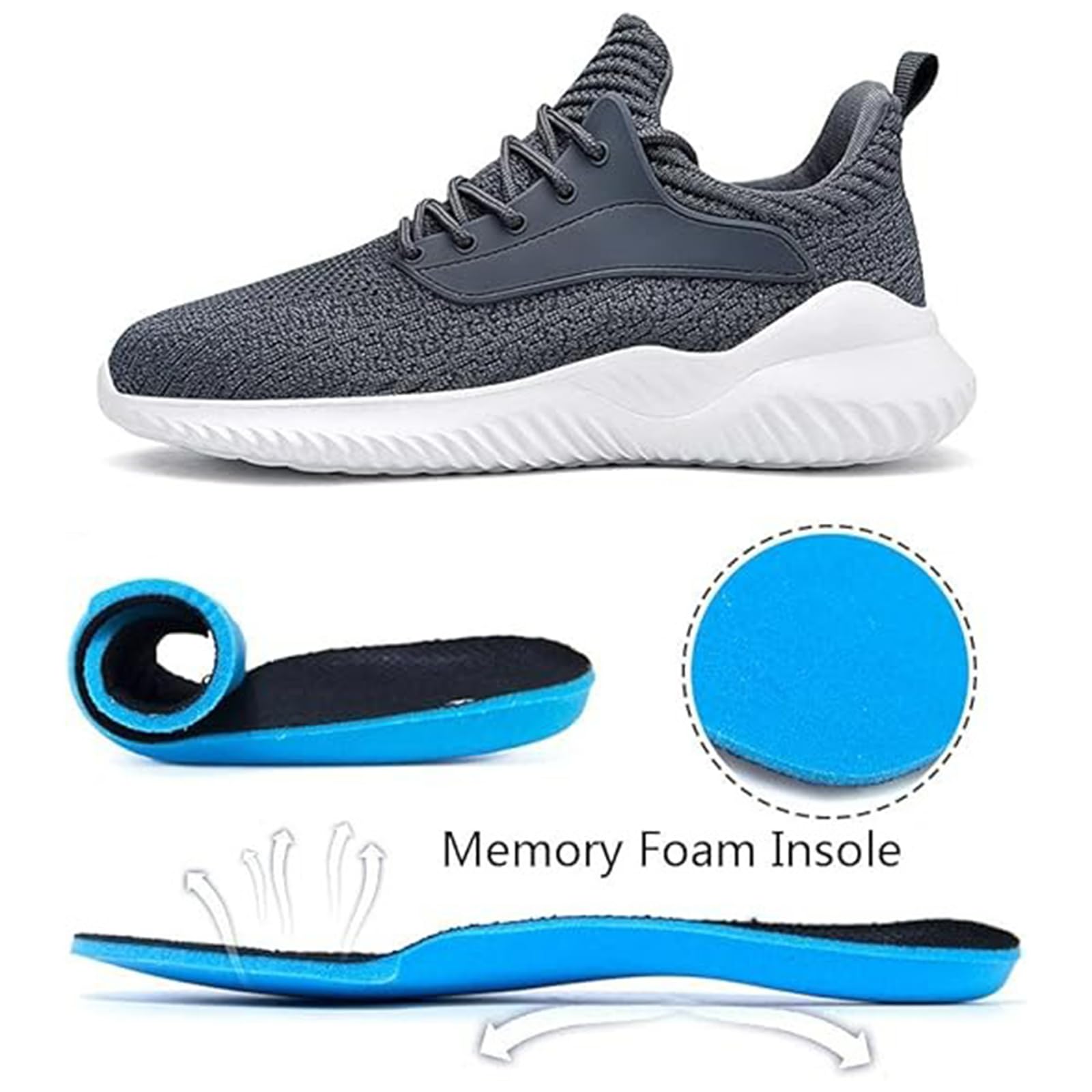 **Men's Slip-On Walking Sneakers with Memory Foam - Lightweight Breathable Running Shoes for Gym, Jogging, Tennis & Outdoor Activities | Perfect for Workouts, Casual Wear & Travel**