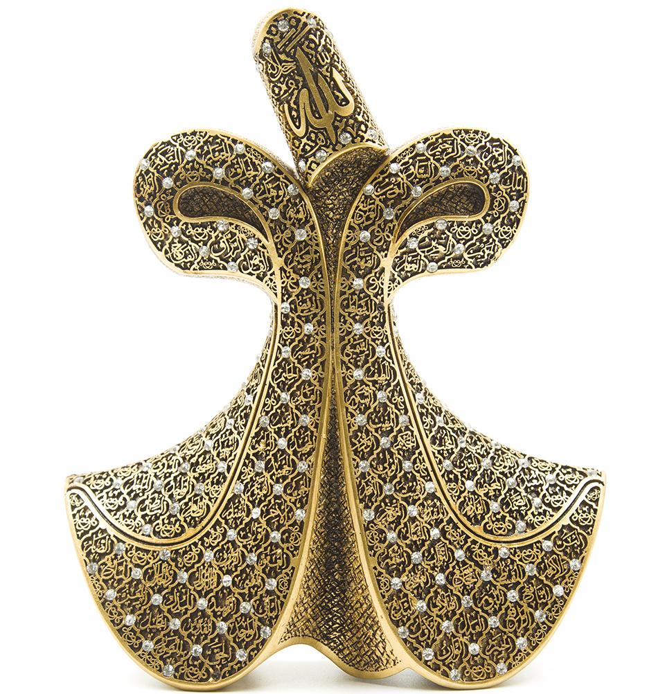 Islamic Table Decor - Whirling Dervish with 99 Names of Allah in Gold Finish | Spiritual Home Decor for Ramadan, Eid & Prayer Room