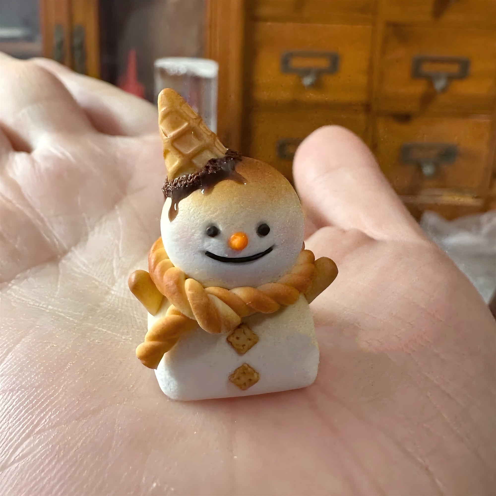 Custom Handmade Soft Clay Ice Cream Snowman Keycap for Mechanical Keyboards - Personalized & Unique - Perfect for Gaming, Typing & Keyboard Enthusiasts