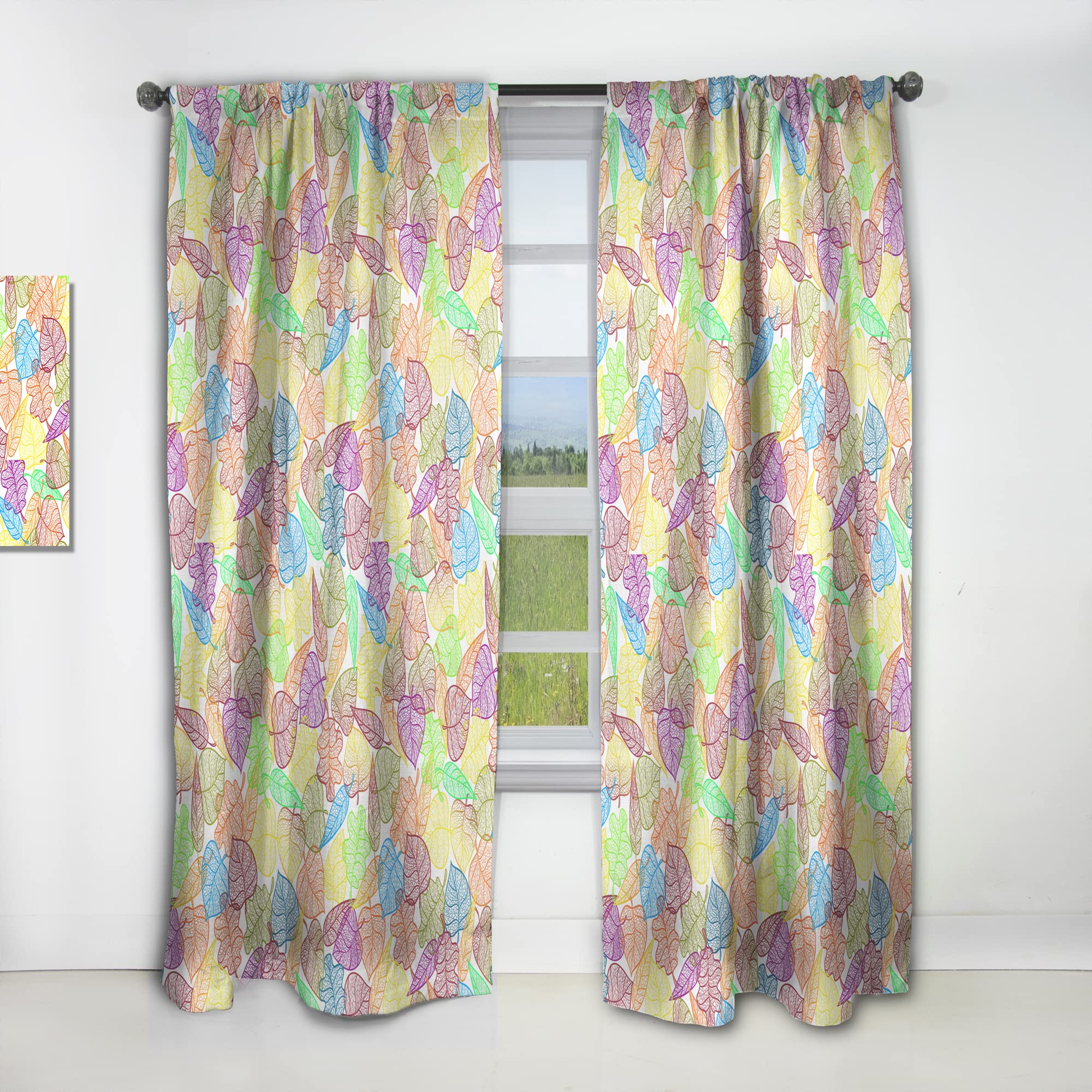 DesignQ Thermal Insulated Curtains - Autumn Transparent Leaves Pattern, Single Panel 52x63 Inches - Blackout Drapes for Bedroom & Living Room - Perfect for Energy Saving & Privacy Protection