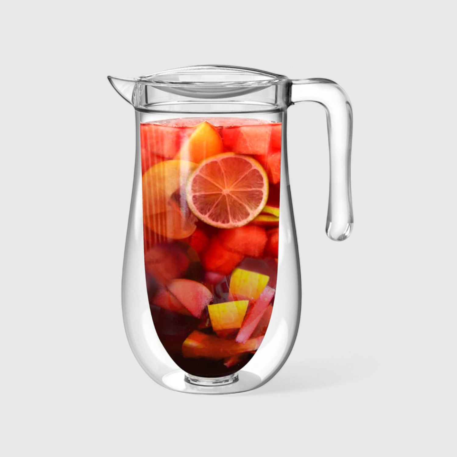 Premium Acrylic Double Walled Pitcher - 68oz Iced Beverage Dispenser with Leak-Proof Lid - Perfect for Iced Tea, Lemonade, Cocktails & Party Drinks