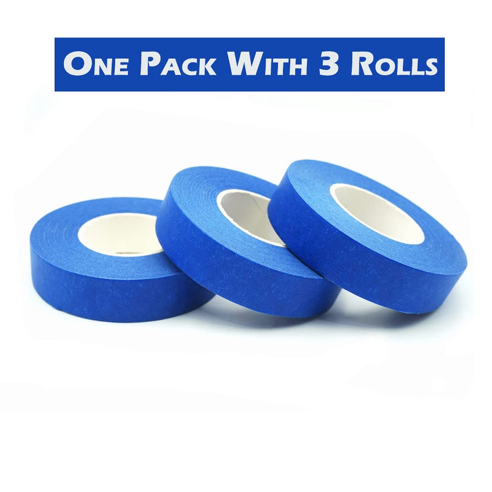 Blue Painters Tape - 3/4 inch x 33 Yards (3 Rolls) - High Adhesion Masking Tape for Painting, DIY Crafts, Labeling & Home Decor - Perfect for Walls, Wood, Glass & School Projects