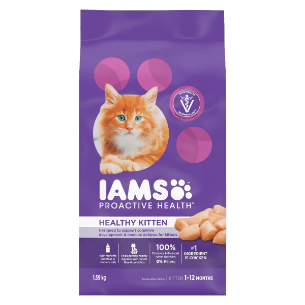 IAMS Proactive Health Healthy Kitten Dry Cat Food - Premium High Protein Kibble for Growing Kittens - Perfect for Indoor & Outdoor Cats (Use for Daily Feeding, Training Treats, or Mixed with Wet Food)