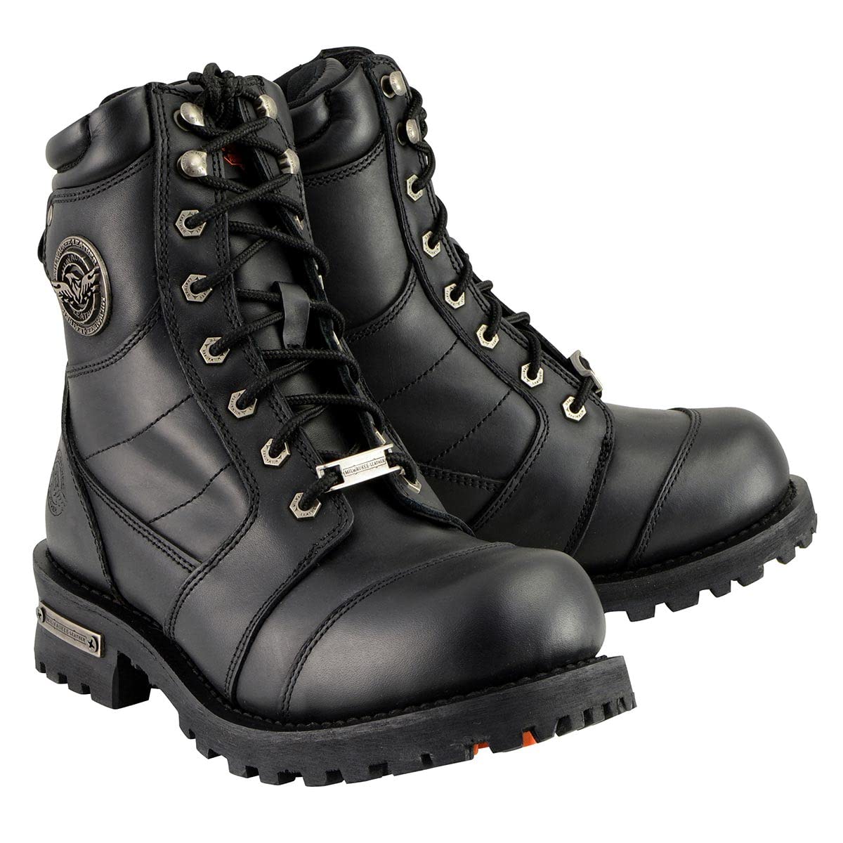 Milwaukee Leather Men's MBM9030W Wide Width Logger Work Boots - Durable Black Leather Boots for Construction, Hiking & Outdoor Work
