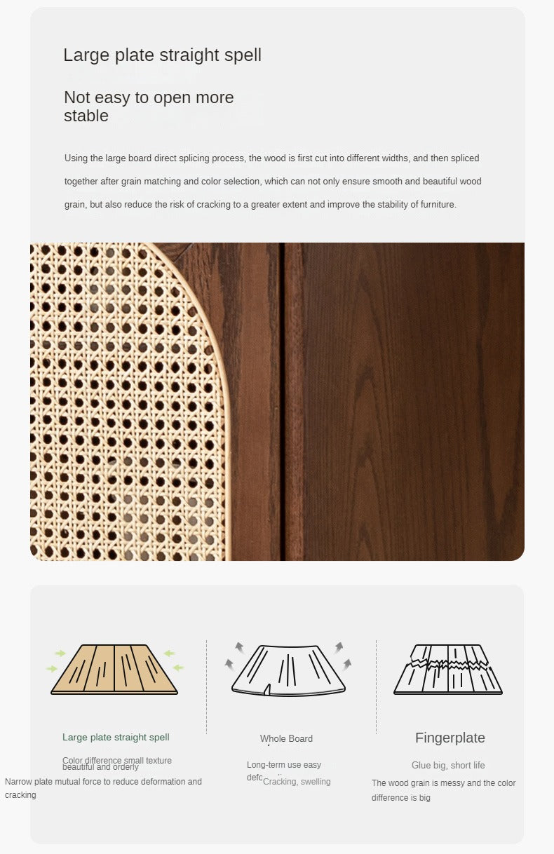 Solid Oak Wood Wall Mounted Shoe Rack with Rattan Doors - Space Saving Entryway Storage for Shoes, Hats & Accessories - Perfect for Hallway, Mudroom or Bedroom Organization