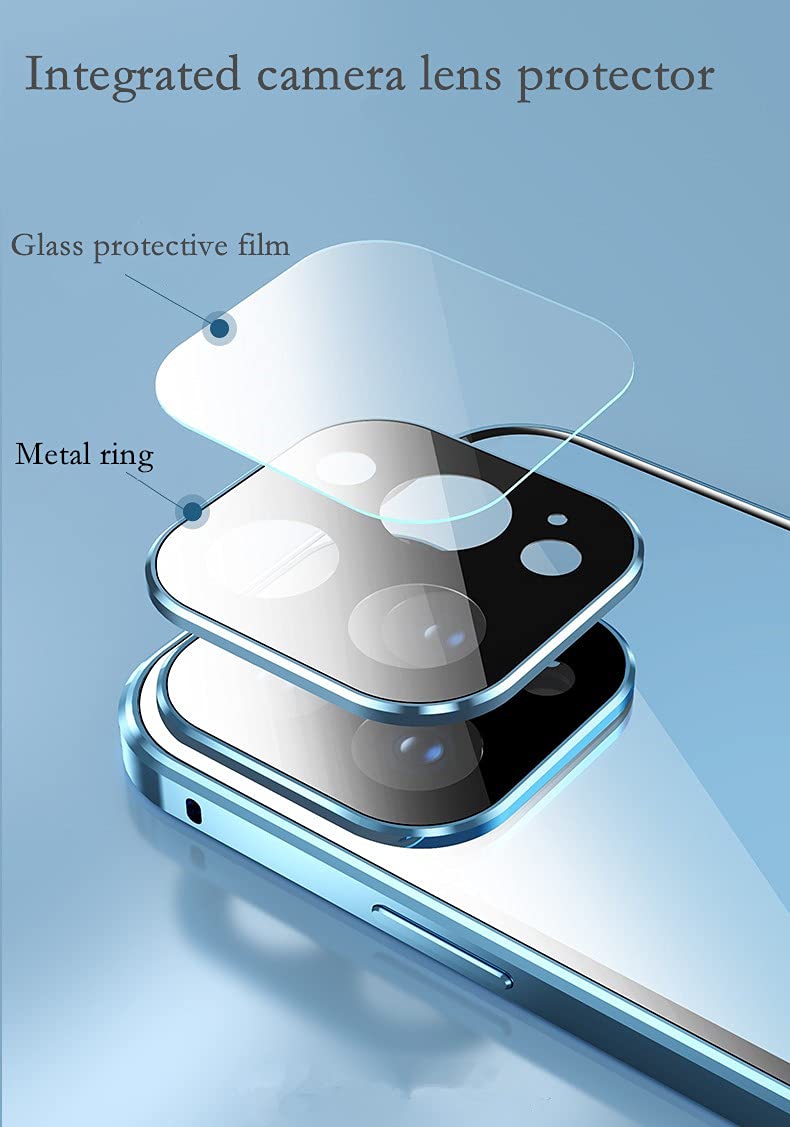 Premium iPhone 13 Case with Safety Lock & Strong Magnetic Adsorption - 360° Full Body Protection, Metal Bumper & Double-Sided Tempered Glass with Camera Lens Protector (Black) | Perfect for Outdoor Adventures, Work & Daily Use