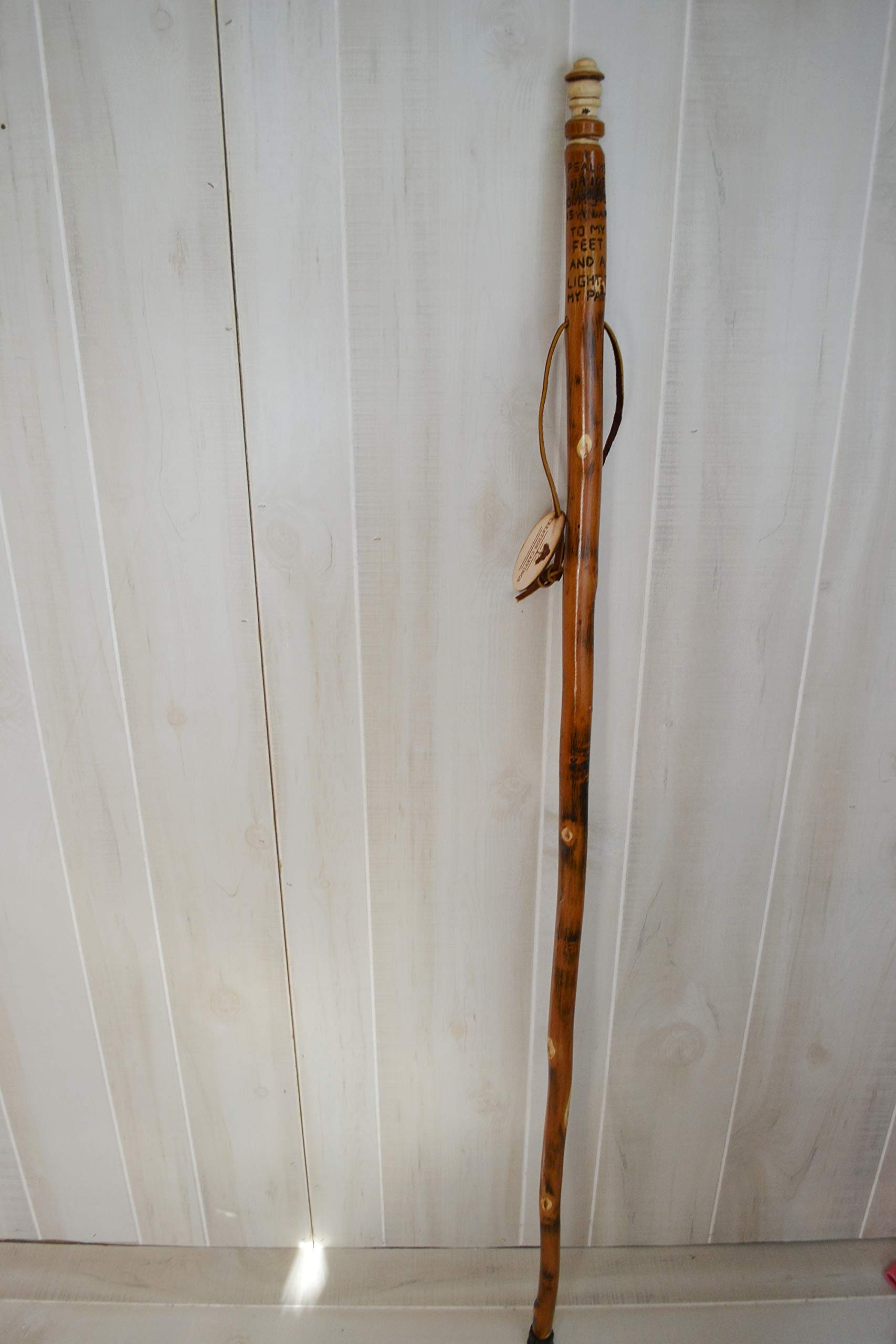Christian Walking Stick with Bible Verse & Lantern - Psalm 119:105 Engraved - Religious Hiking Staff for Outdoor Worship & Pilgrimage - Perfect for Church Retreats, Nature Walks & Spiritual Journeys